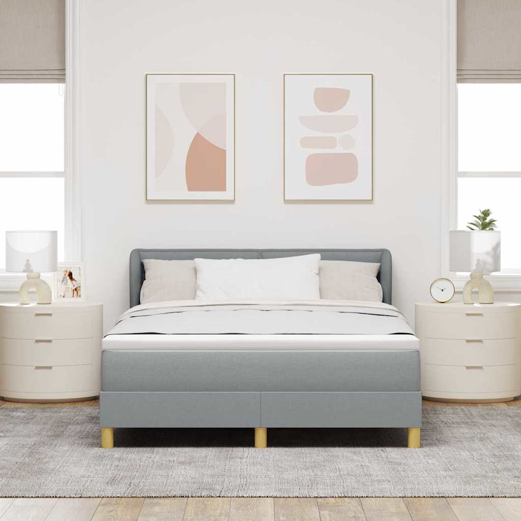 Boxspringbed met matras Lichtgrijs 140 x 200 cm Stof is nu te koop bij PeponiXL, paradijselijk wonen!