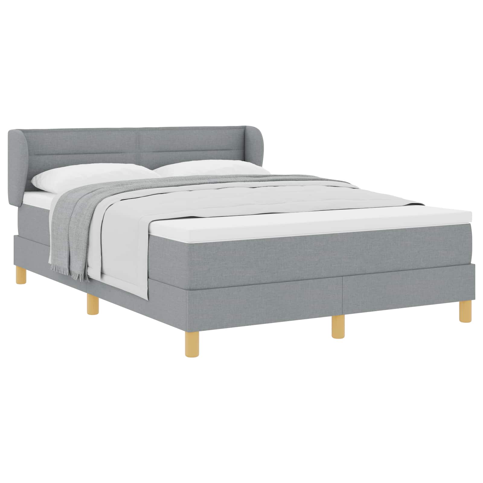 Boxspringbed met matras Lichtgrijs 140 x 200 cm Stof is nu te koop bij PeponiXL, paradijselijk wonen!