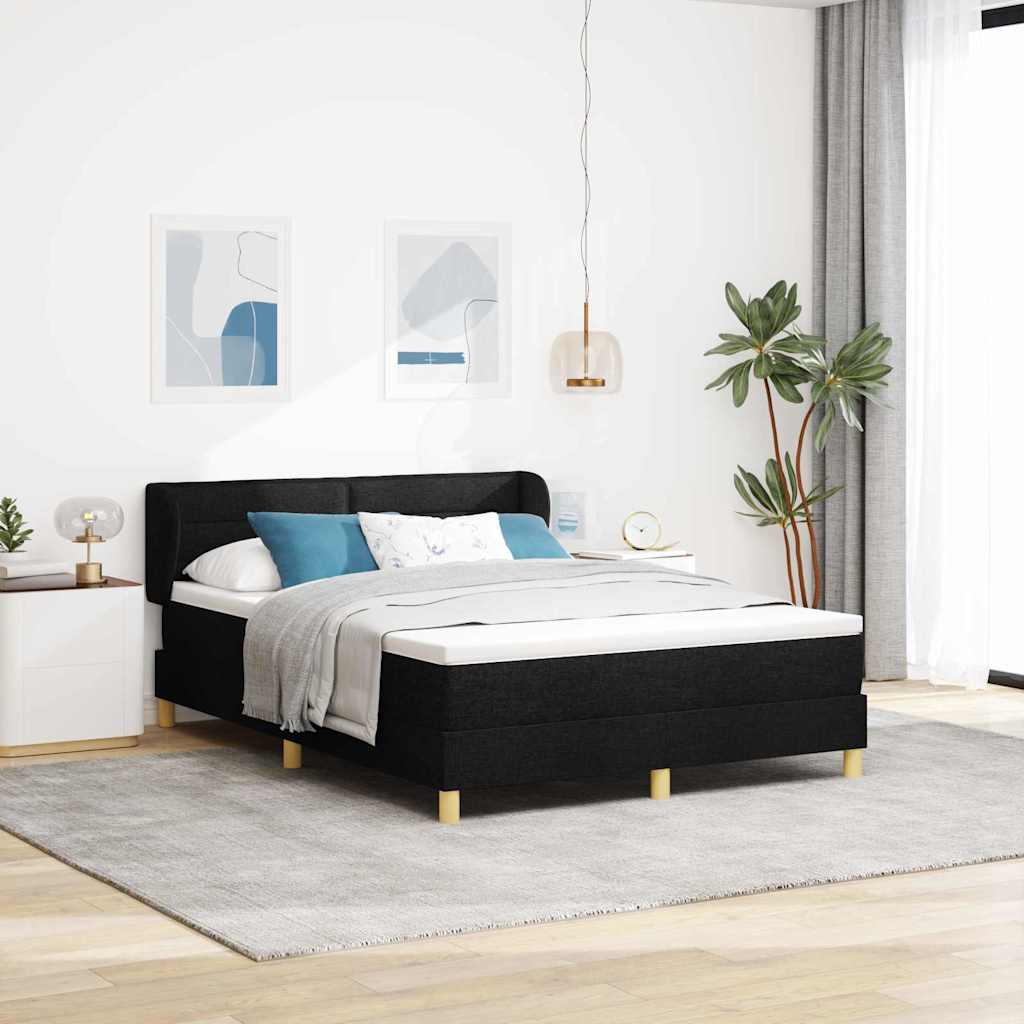 Boxspringbed met matras met hoofdeinde Zwart 140 x 200 cm Stof is nu te koop bij PeponiXL, paradijselijk wonen!