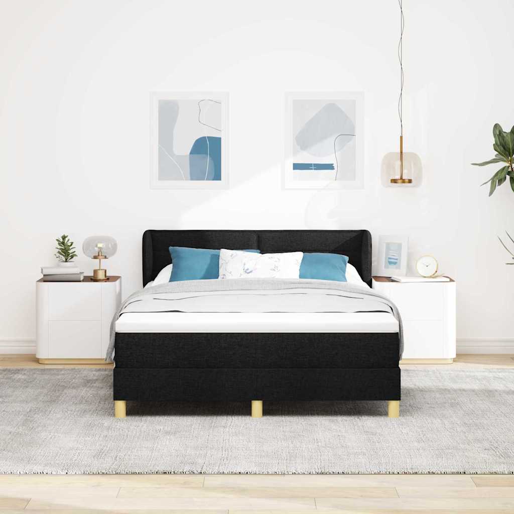 Boxspringbed met matras met hoofdeinde Zwart 140 x 200 cm Stof is nu te koop bij PeponiXL, paradijselijk wonen!