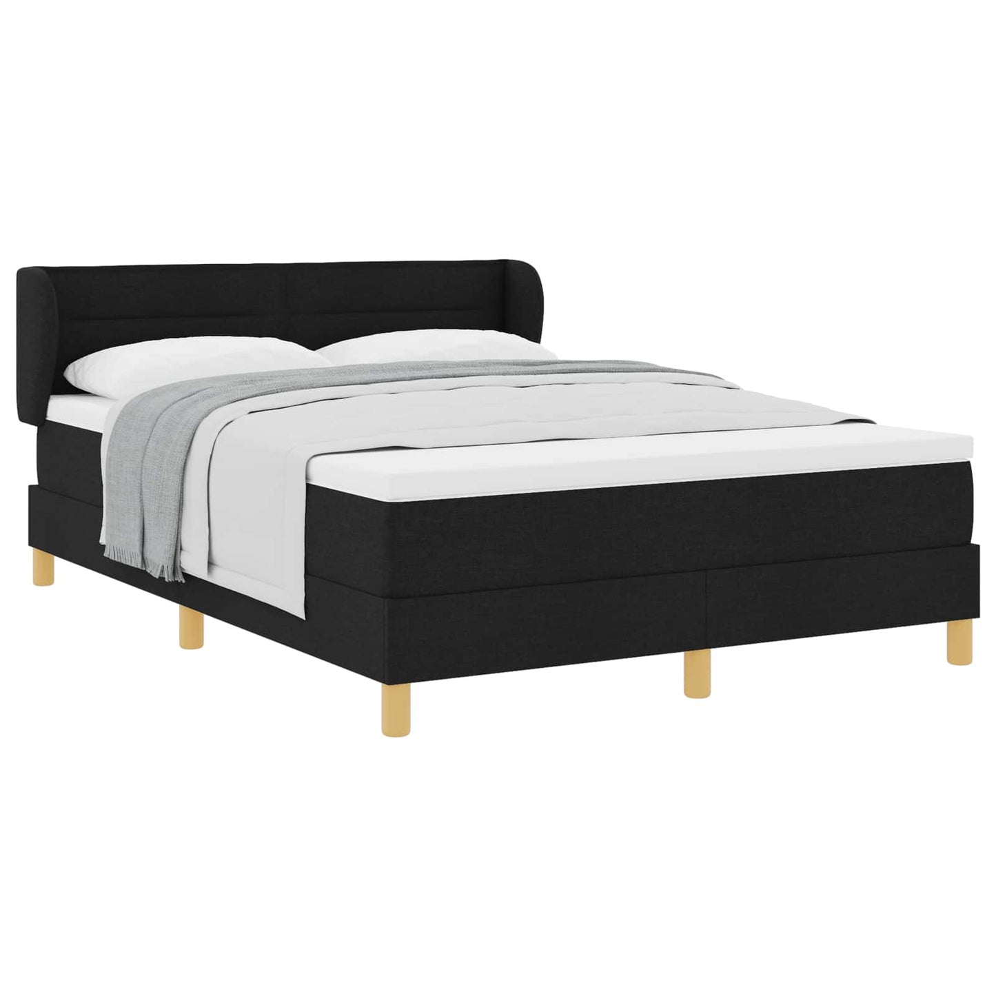 Boxspringbed met matras met hoofdeinde Zwart 140 x 200 cm Stof is nu te koop bij PeponiXL, paradijselijk wonen!