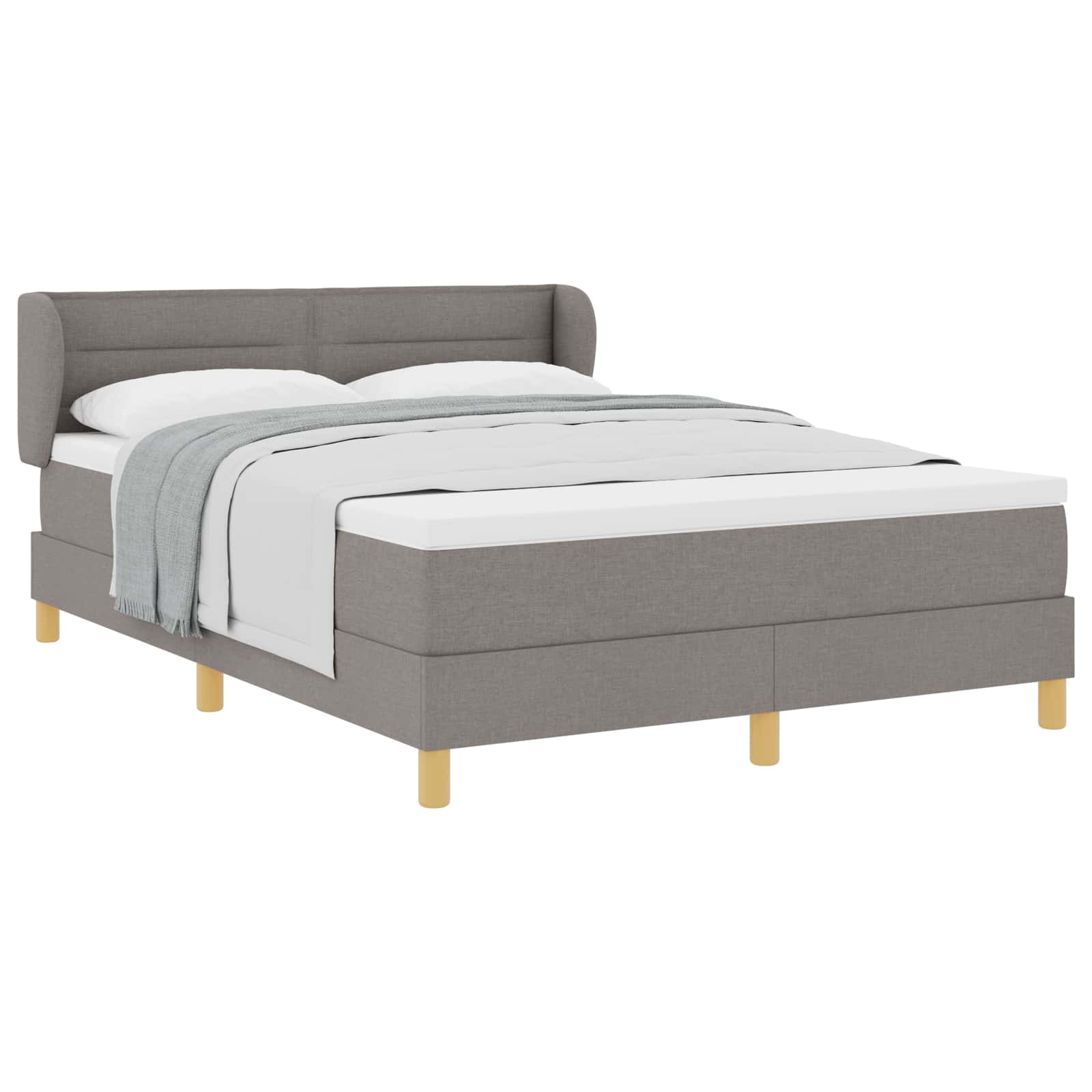 Boxspringbed met matras met hoofdeinde Taupe 140 x 200 cm Stof is nu te koop bij PeponiXL, paradijselijk wonen!