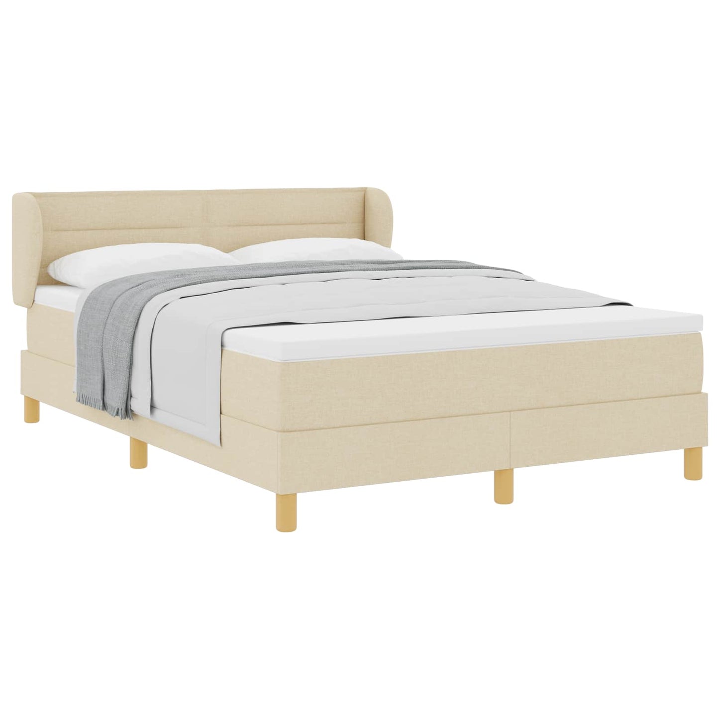 Boxspringbed met matras met hoofdeinde Crème 140 x 200 cm Stof is nu te koop bij PeponiXL, paradijselijk wonen!