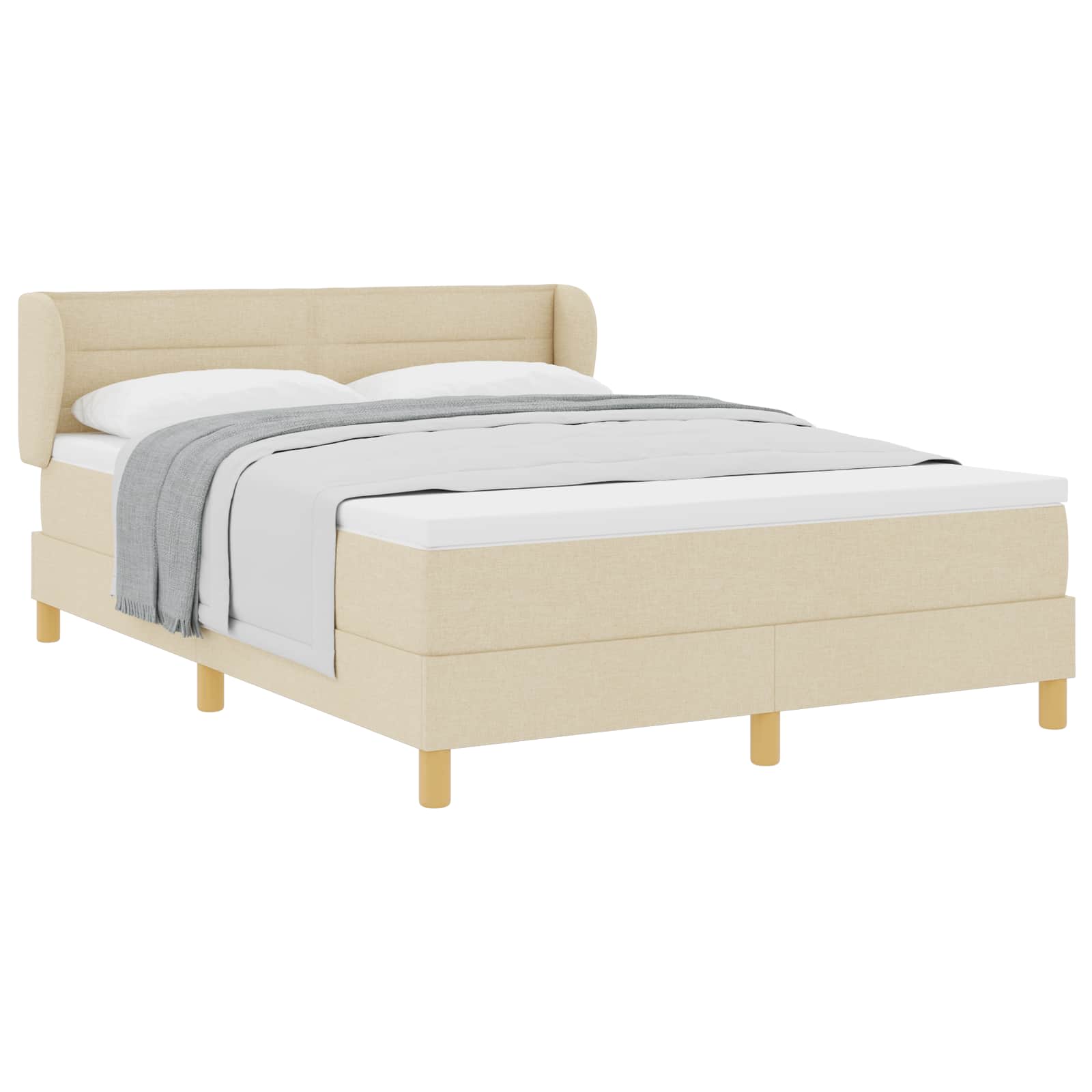 Boxspringbed met matras met hoofdeinde Crème 140 x 200 cm Stof is nu te koop bij PeponiXL, paradijselijk wonen!