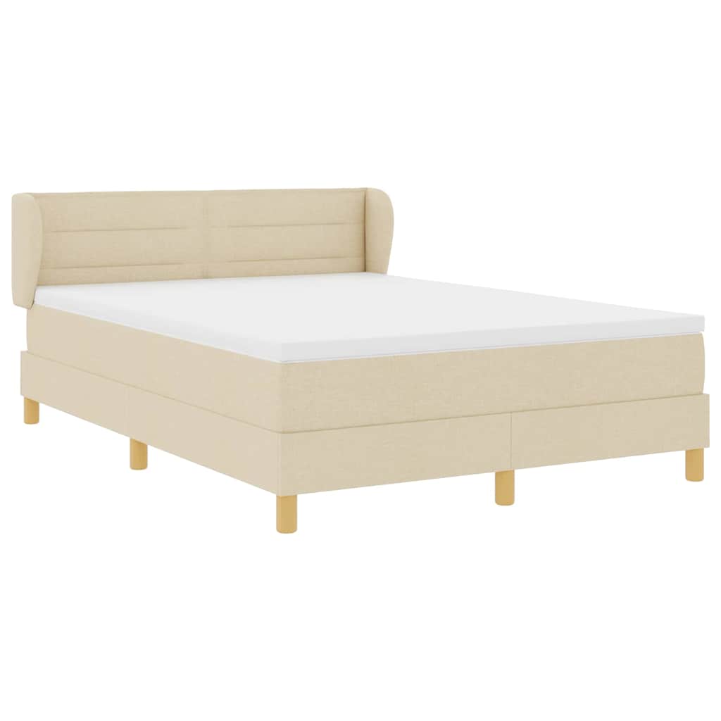 Boxspringbed met matras met hoofdeinde Crème 140 x 200 cm Stof is nu te koop bij PeponiXL, paradijselijk wonen!