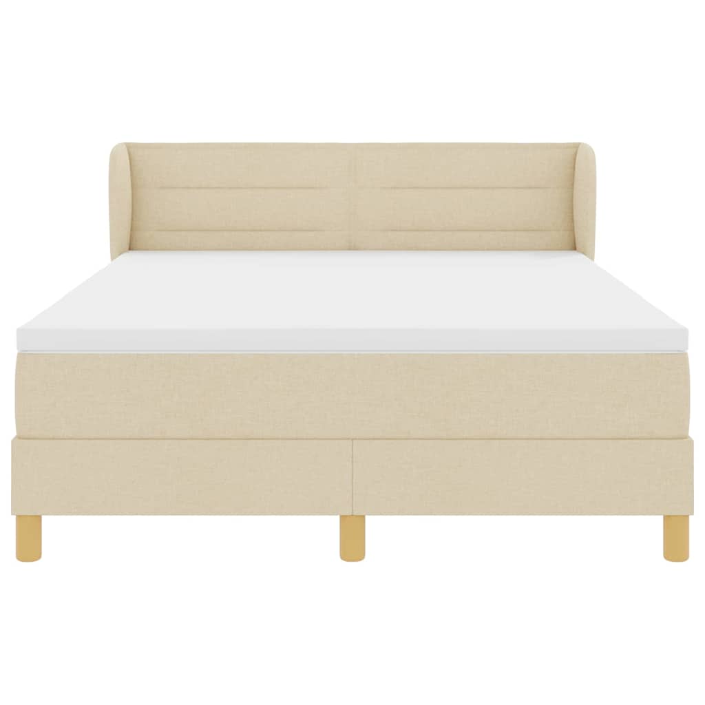 Boxspringbed met matras met hoofdeinde Crème 140 x 200 cm Stof is nu te koop bij PeponiXL, paradijselijk wonen!