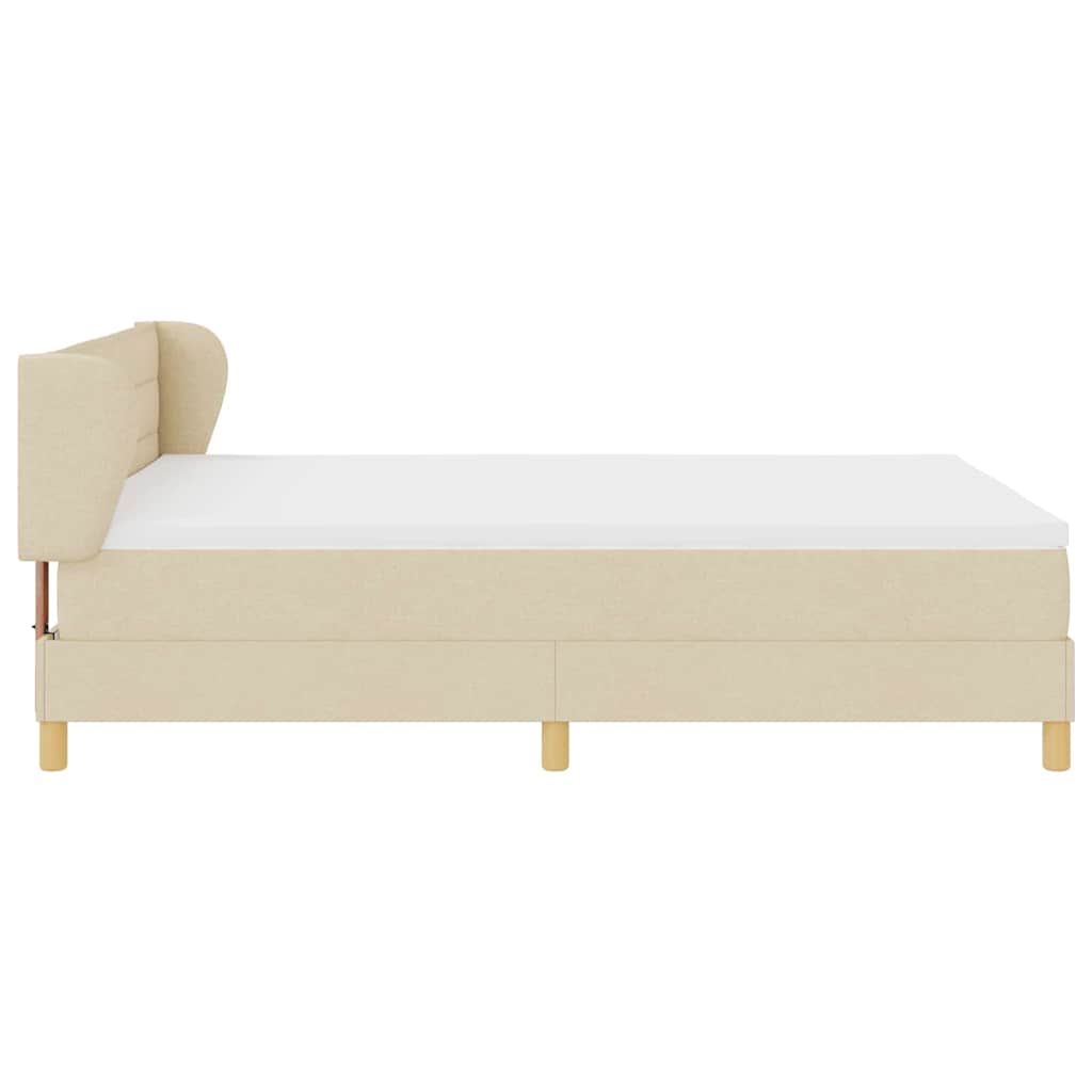 Boxspringbed met matras met hoofdeinde Crème 140 x 200 cm Stof is nu te koop bij PeponiXL, paradijselijk wonen!