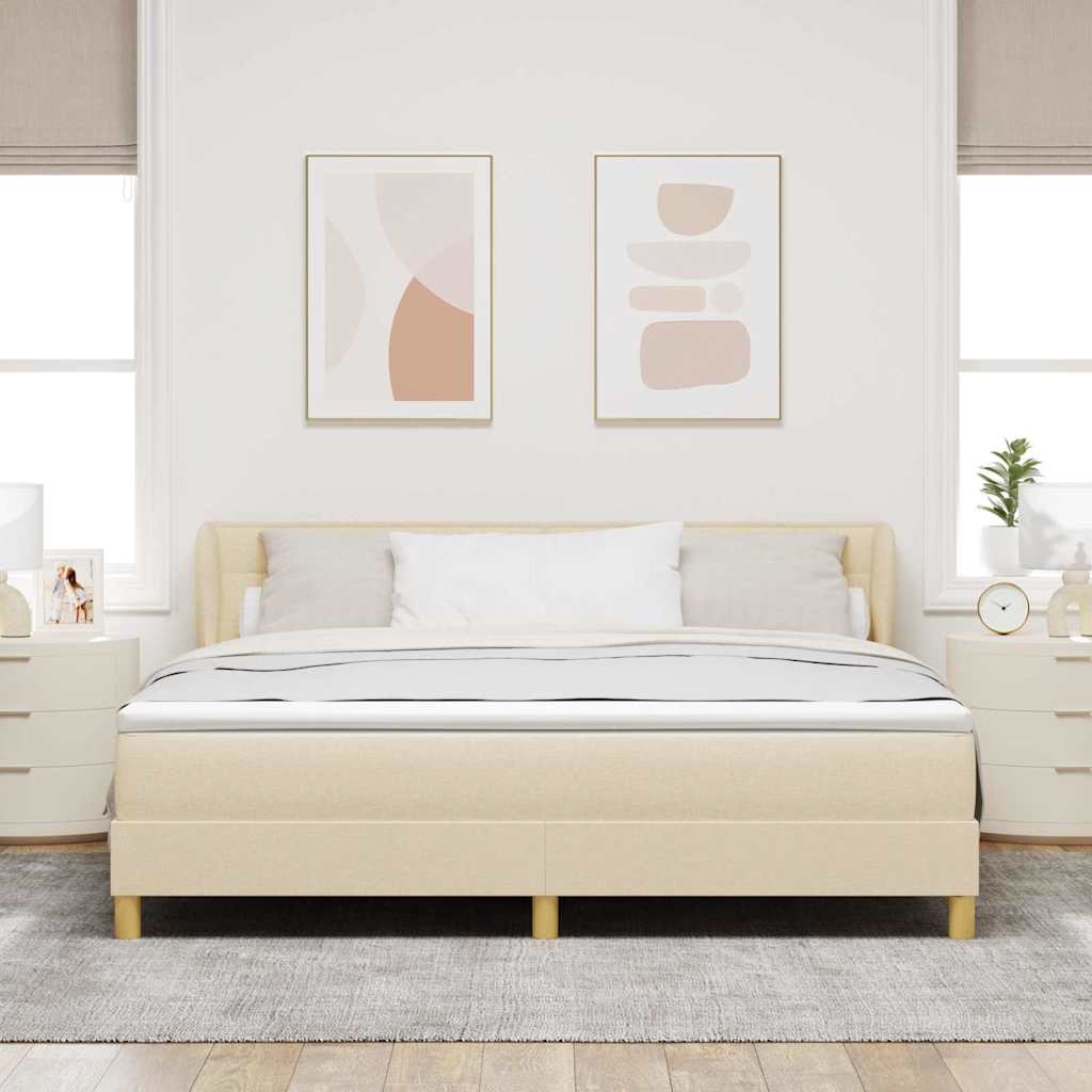 Boxspringbed met matras met hoofdeinde Crème 180 x 200 cm Stof is nu te koop bij PeponiXL, paradijselijk wonen!