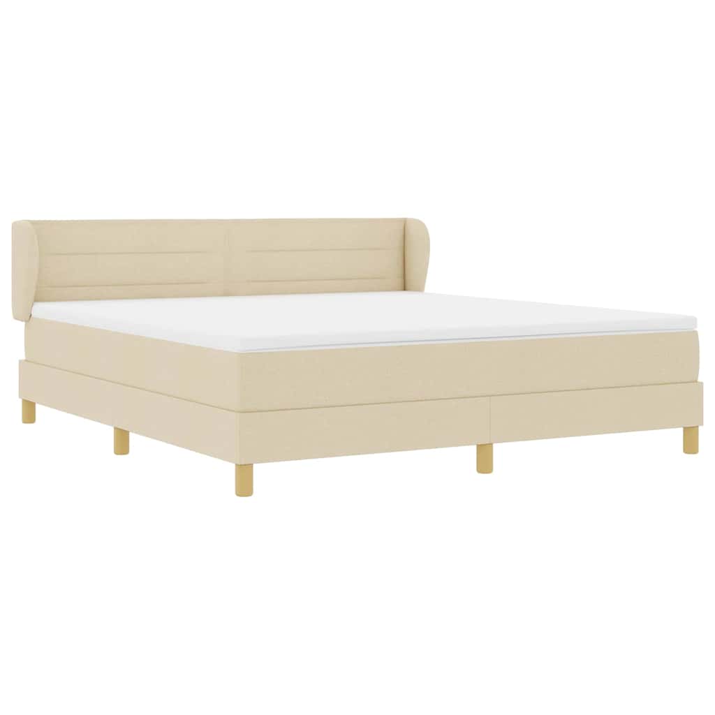 Boxspringbed met matras met hoofdeinde Crème 180 x 200 cm Stof is nu te koop bij PeponiXL, paradijselijk wonen!