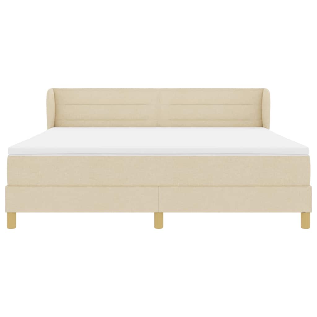 Boxspringbed met matras met hoofdeinde Crème 180 x 200 cm Stof is nu te koop bij PeponiXL, paradijselijk wonen!