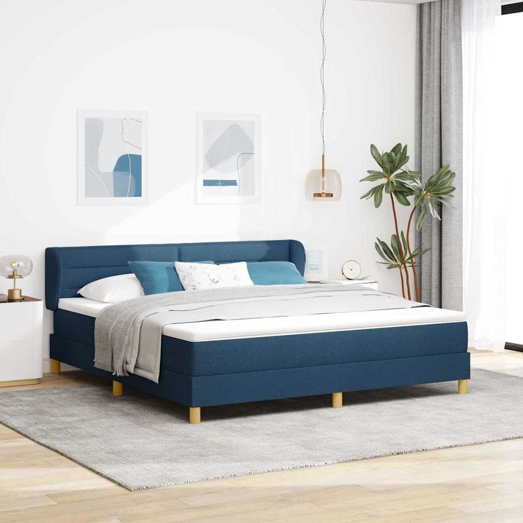 Boxspringbed met matras met hoofdeinde Blauw 180 x 200 cm Stof is nu te koop bij PeponiXL, paradijselijk wonen!