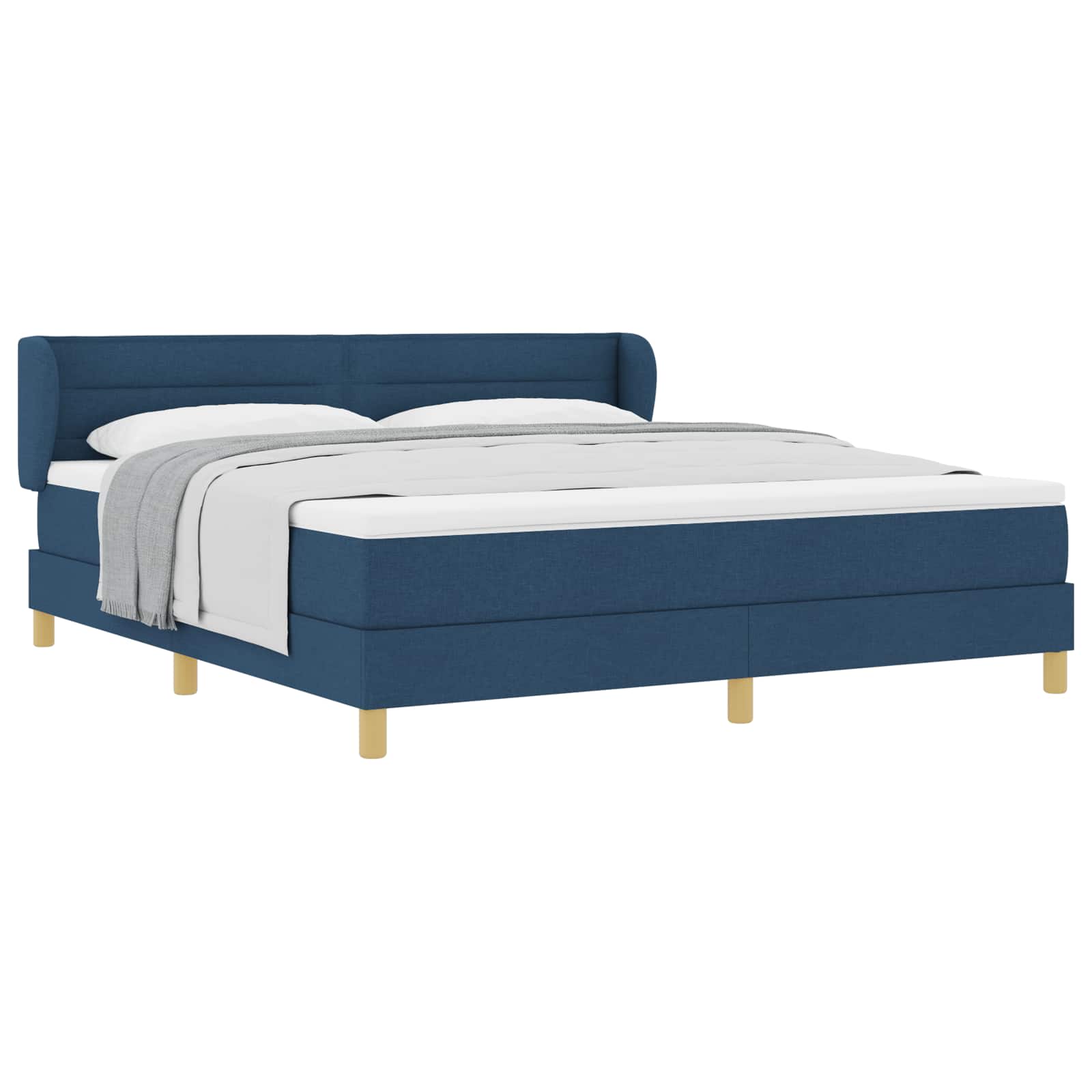 Boxspringbed met matras met hoofdeinde Blauw 180 x 200 cm Stof is nu te koop bij PeponiXL, paradijselijk wonen!