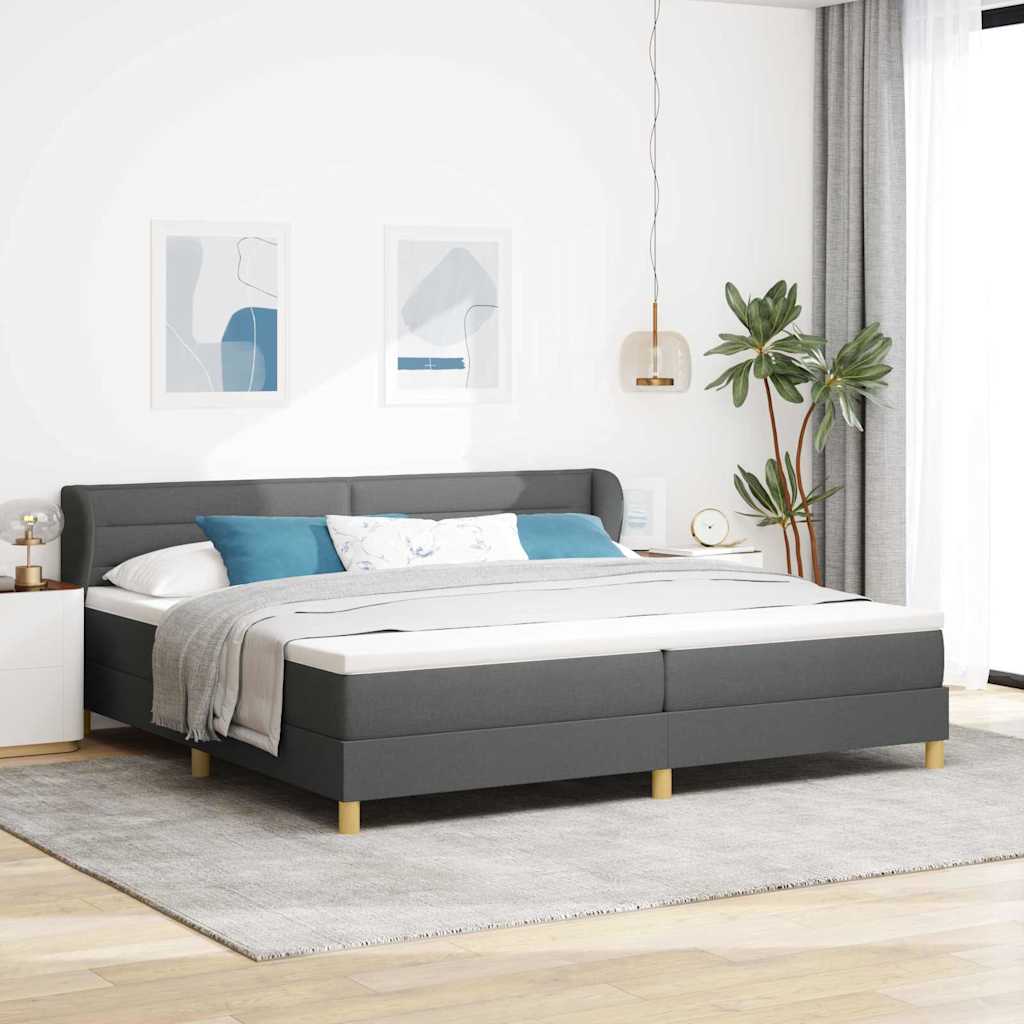 Boxspringbed met matras Donkergrijs 200 x 200 cm Stof is nu te koop bij PeponiXL, paradijselijk wonen!