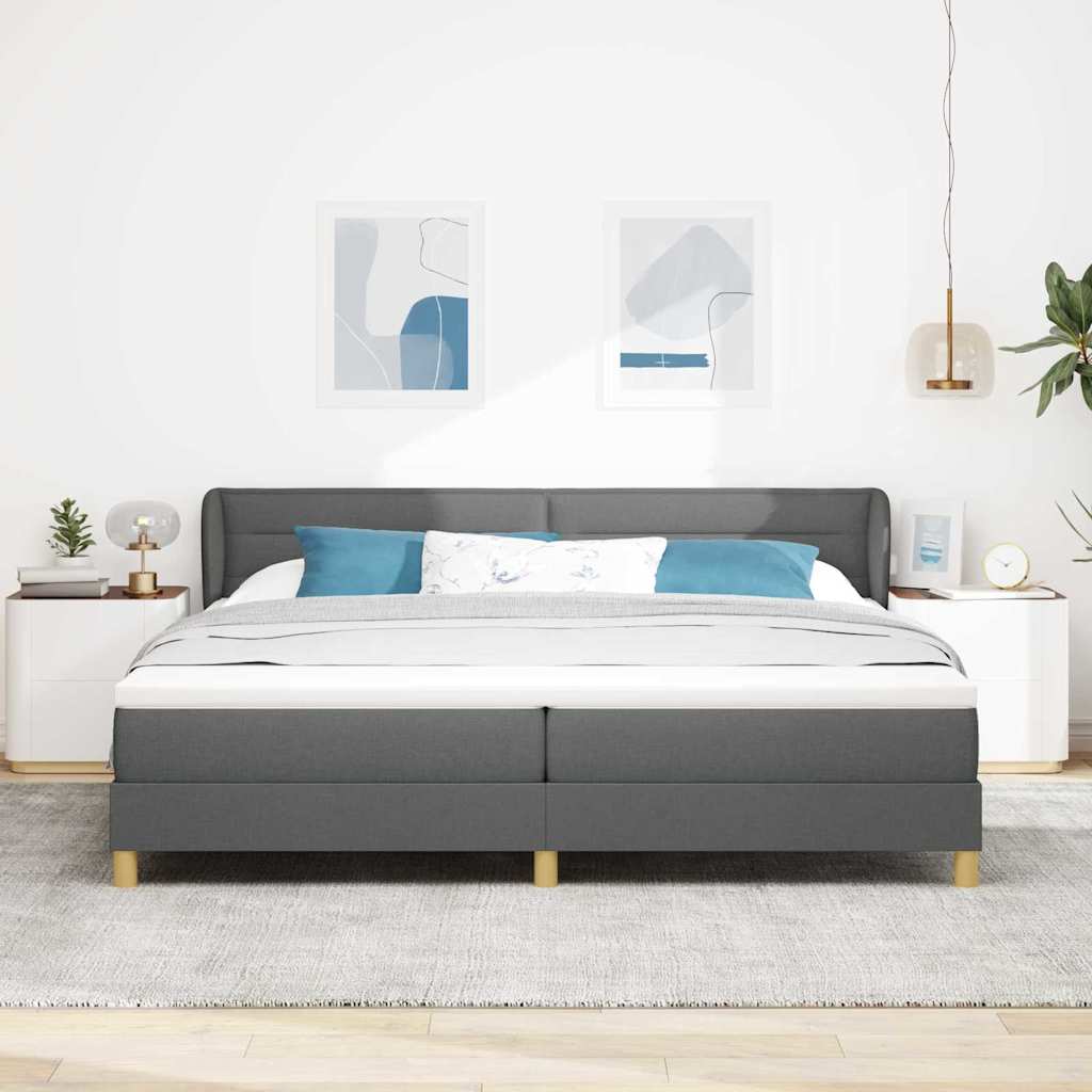 Boxspringbed met matras Donkergrijs 200 x 200 cm Stof is nu te koop bij PeponiXL, paradijselijk wonen!