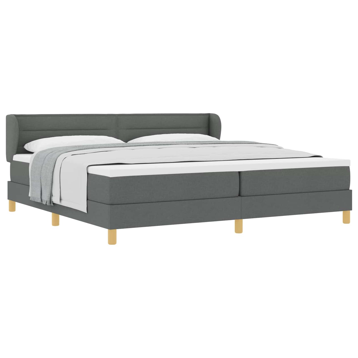Boxspringbed met matras Donkergrijs 200 x 200 cm Stof is nu te koop bij PeponiXL, paradijselijk wonen!