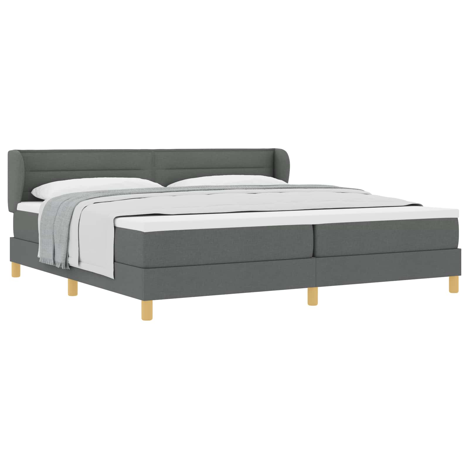 Boxspringbed met matras Donkergrijs 200 x 200 cm Stof is nu te koop bij PeponiXL, paradijselijk wonen!