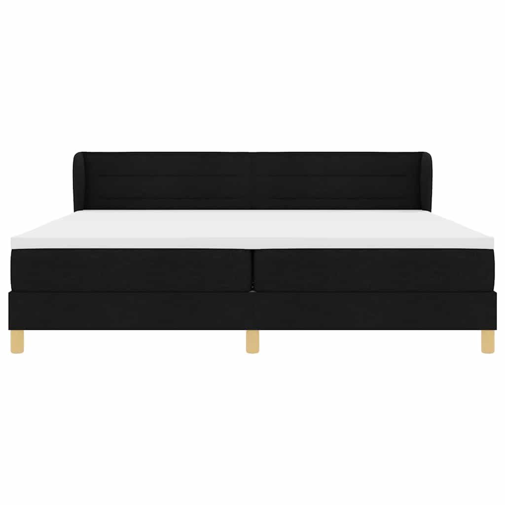 Boxspringbed met matras met hoofdeinde Zwart 200 x 200 cm Stof is nu te koop bij PeponiXL, paradijselijk wonen!