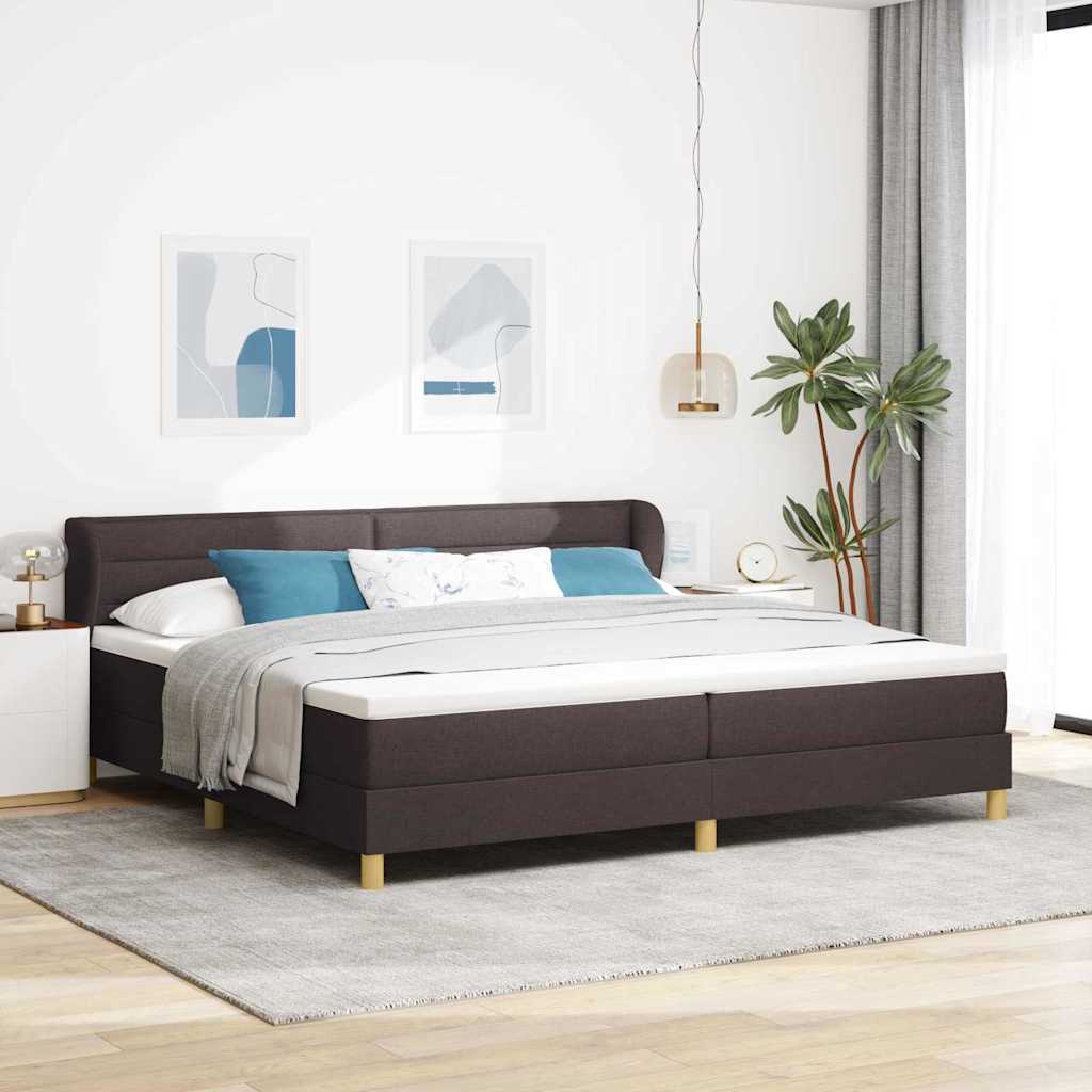 Boxspringbed met matras Donkerbruin 200 x 200 cm Stof is nu te koop bij PeponiXL, paradijselijk wonen!