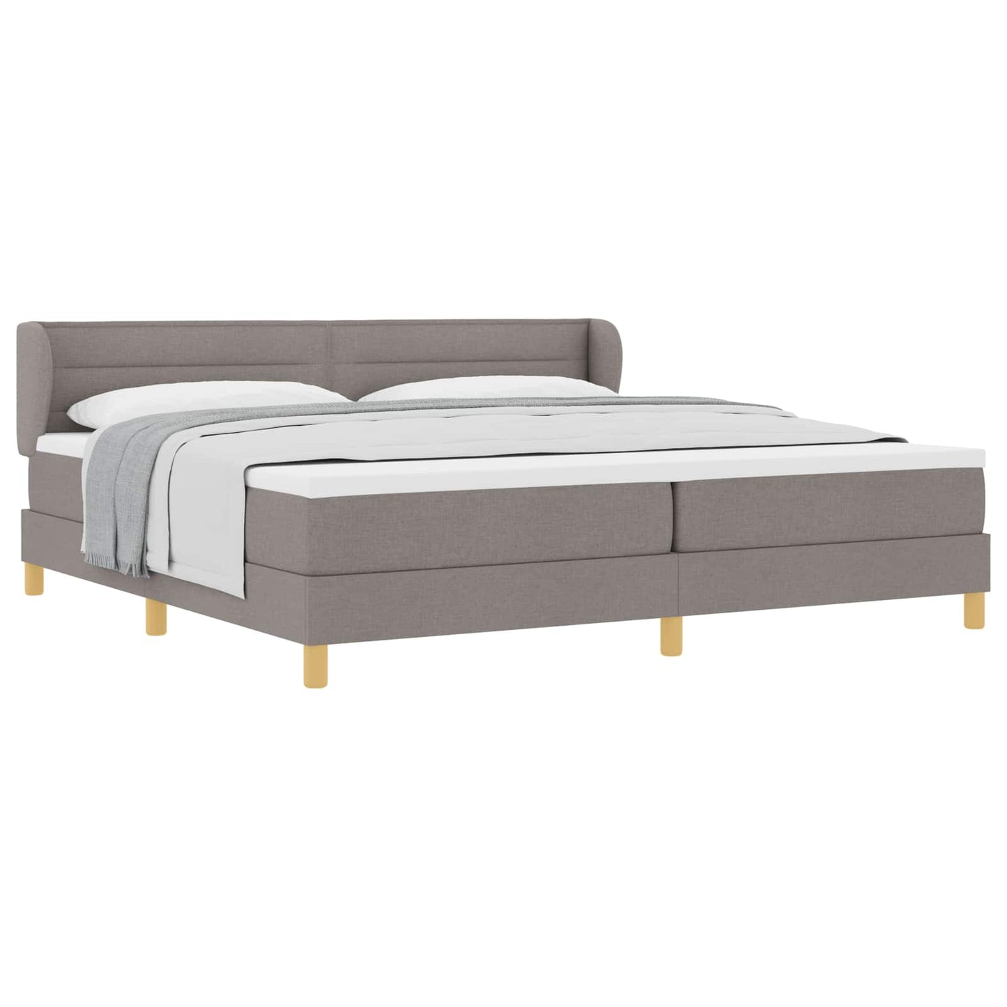 Boxspringbed met matras met hoofdeinde Taupe 200 x 200 cm Stof is nu te koop bij PeponiXL, paradijselijk wonen!