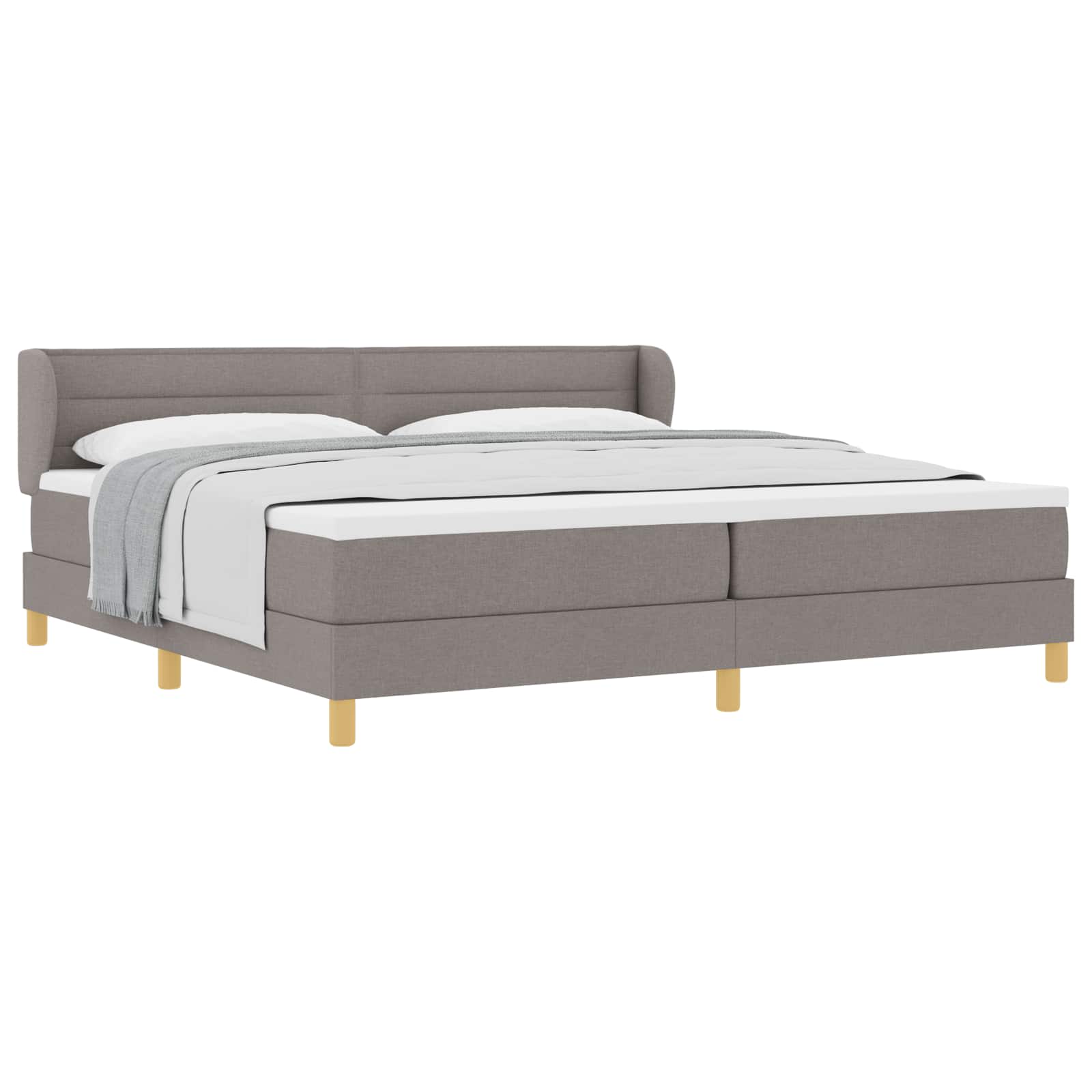 Boxspringbed met matras met hoofdeinde Taupe 200 x 200 cm Stof is nu te koop bij PeponiXL, paradijselijk wonen!