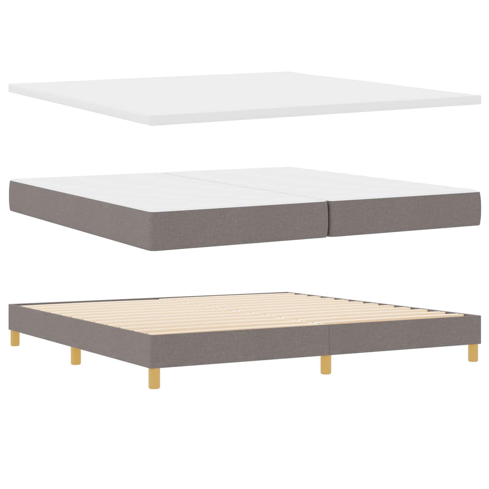 Boxspringbed met matras met hoofdeinde Taupe 200 x 200 cm Stof is nu te koop bij PeponiXL, paradijselijk wonen!
