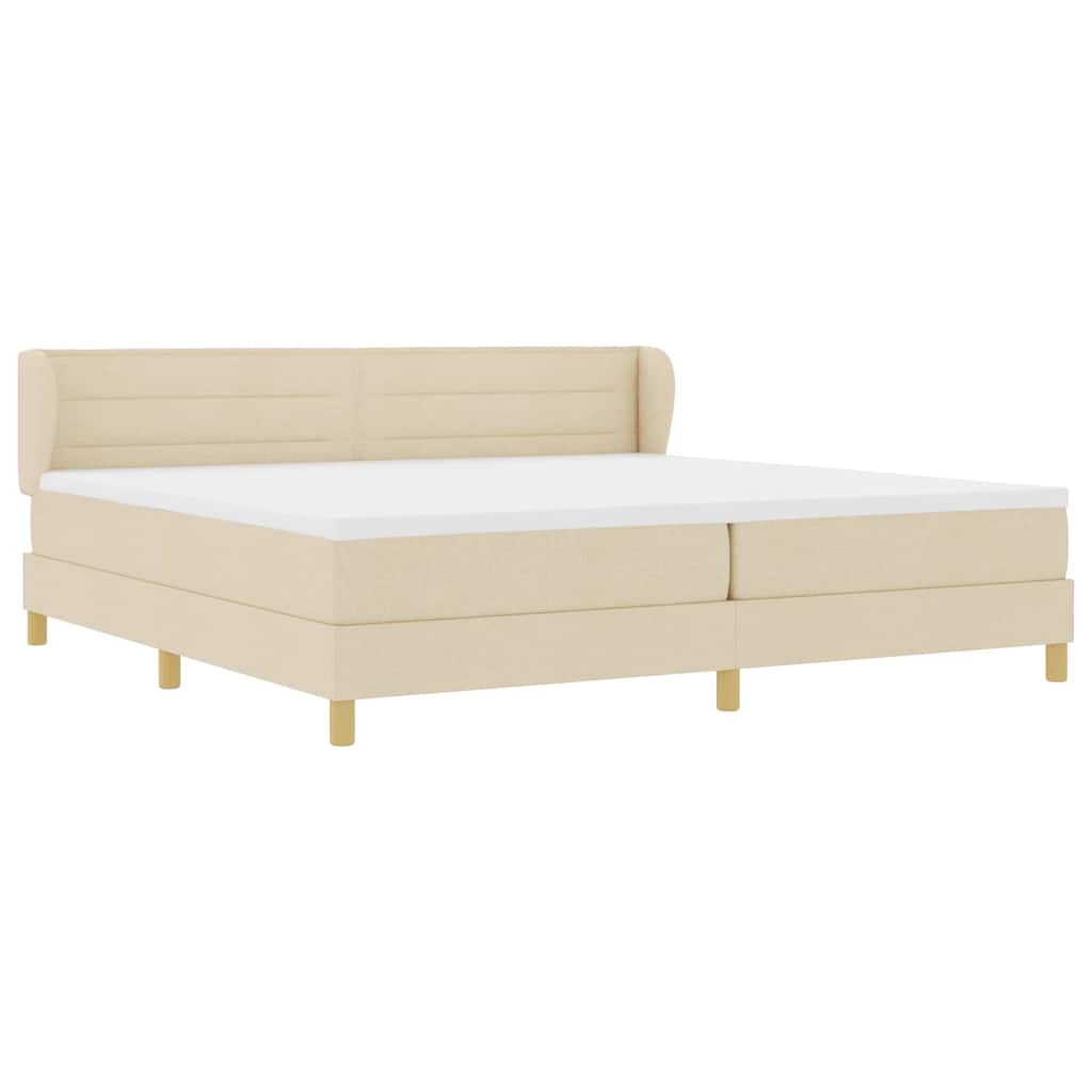Boxspringbed met matras met hoofdeinde Crème 200 x 200 cm Stof is nu te koop bij PeponiXL, paradijselijk wonen!