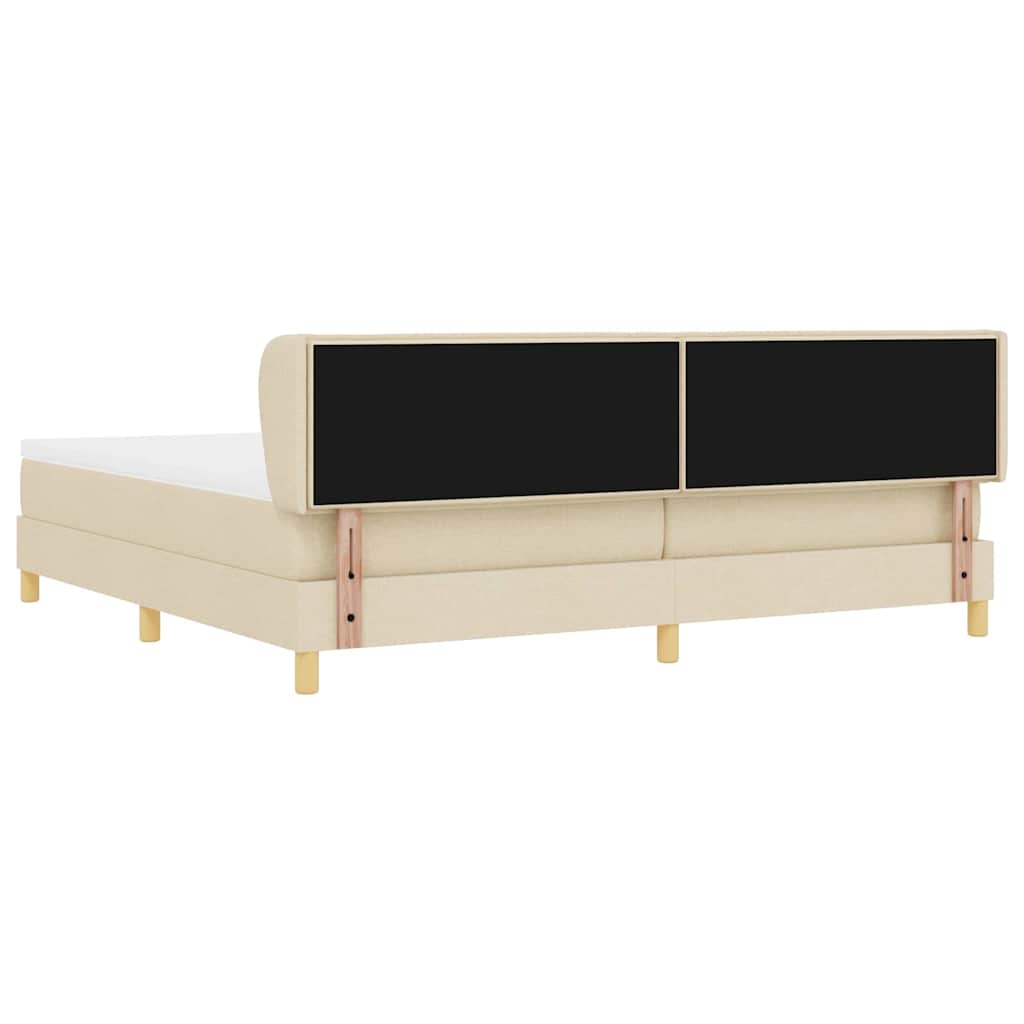 Boxspringbed met matras met hoofdeinde Crème 200 x 200 cm Stof is nu te koop bij PeponiXL, paradijselijk wonen!