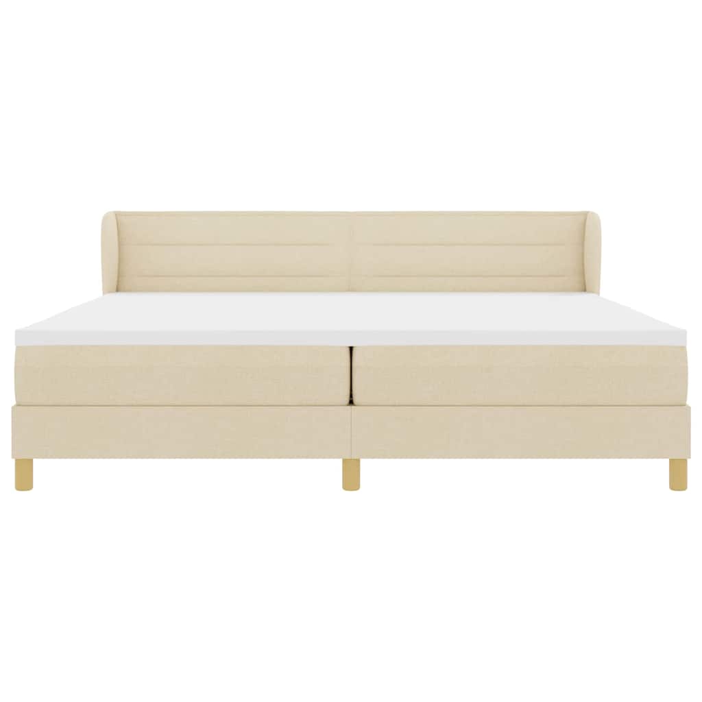 Boxspringbed met matras met hoofdeinde Crème 200 x 200 cm Stof is nu te koop bij PeponiXL, paradijselijk wonen!