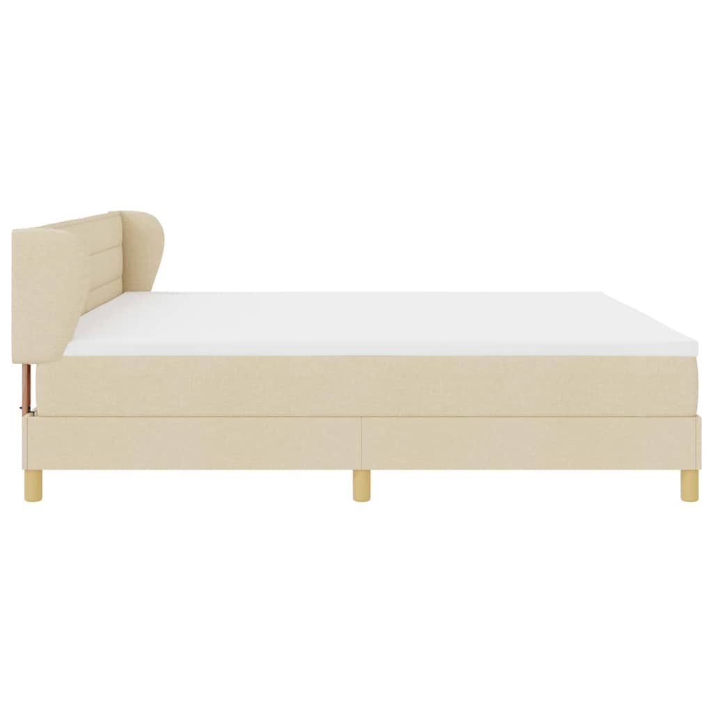 Boxspringbed met matras met hoofdeinde Crème 200 x 200 cm Stof is nu te koop bij PeponiXL, paradijselijk wonen!