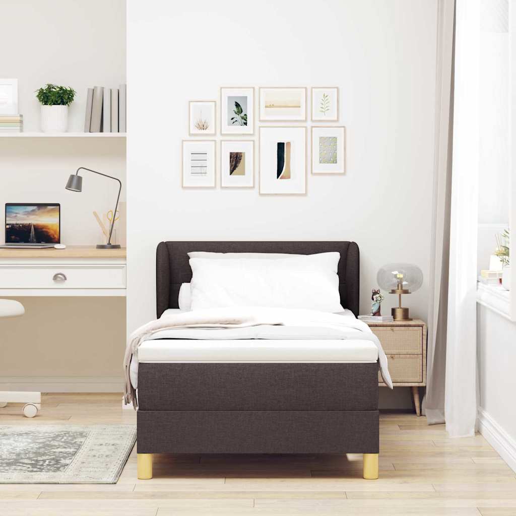 Boxspringbed met matras Donkerbruin 90 x 190 cm Stof is nu te koop bij PeponiXL, paradijselijk wonen!