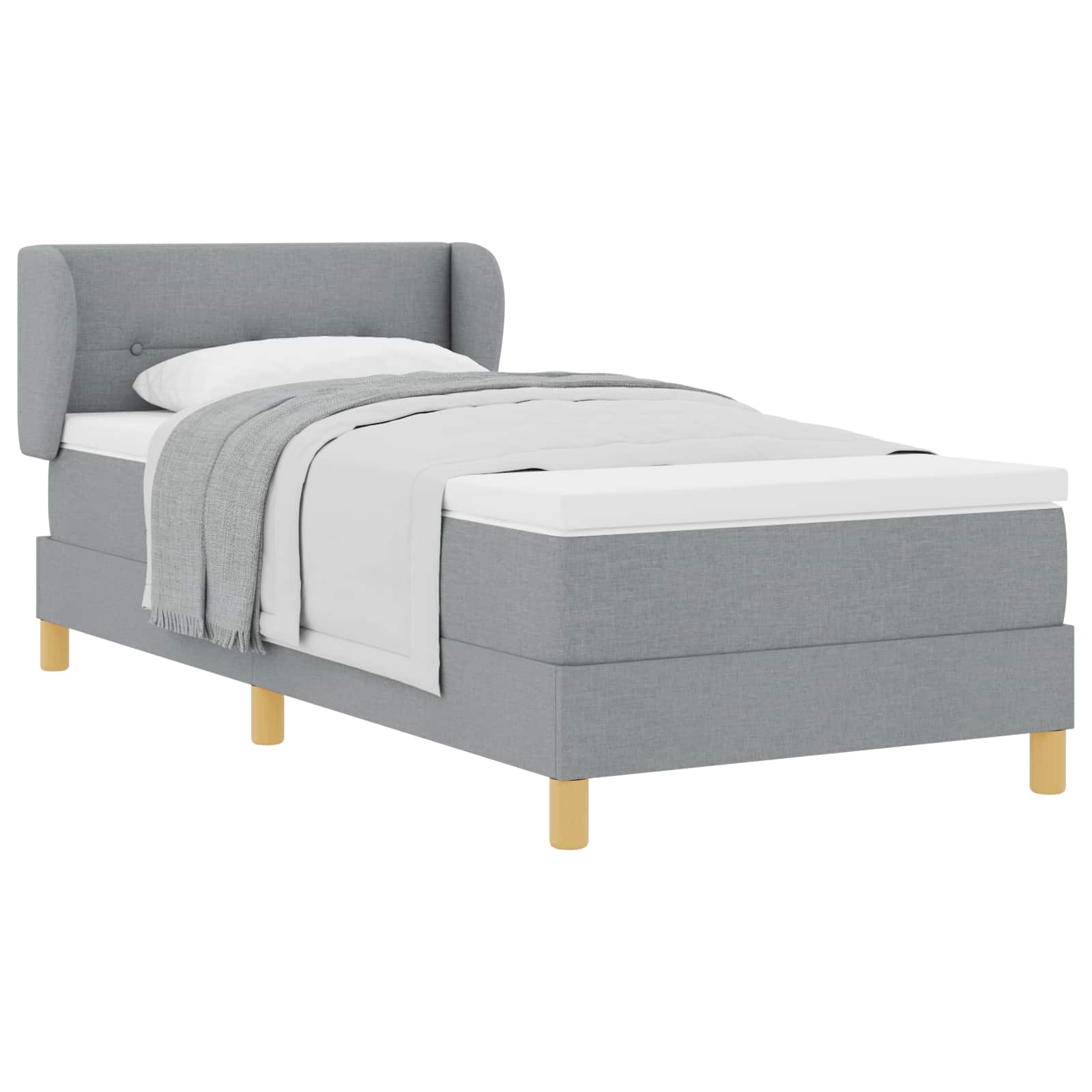 Boxspringbed met matras Lichtgrijs 90 x 200 cm Stof is nu te koop bij PeponiXL, paradijselijk wonen!