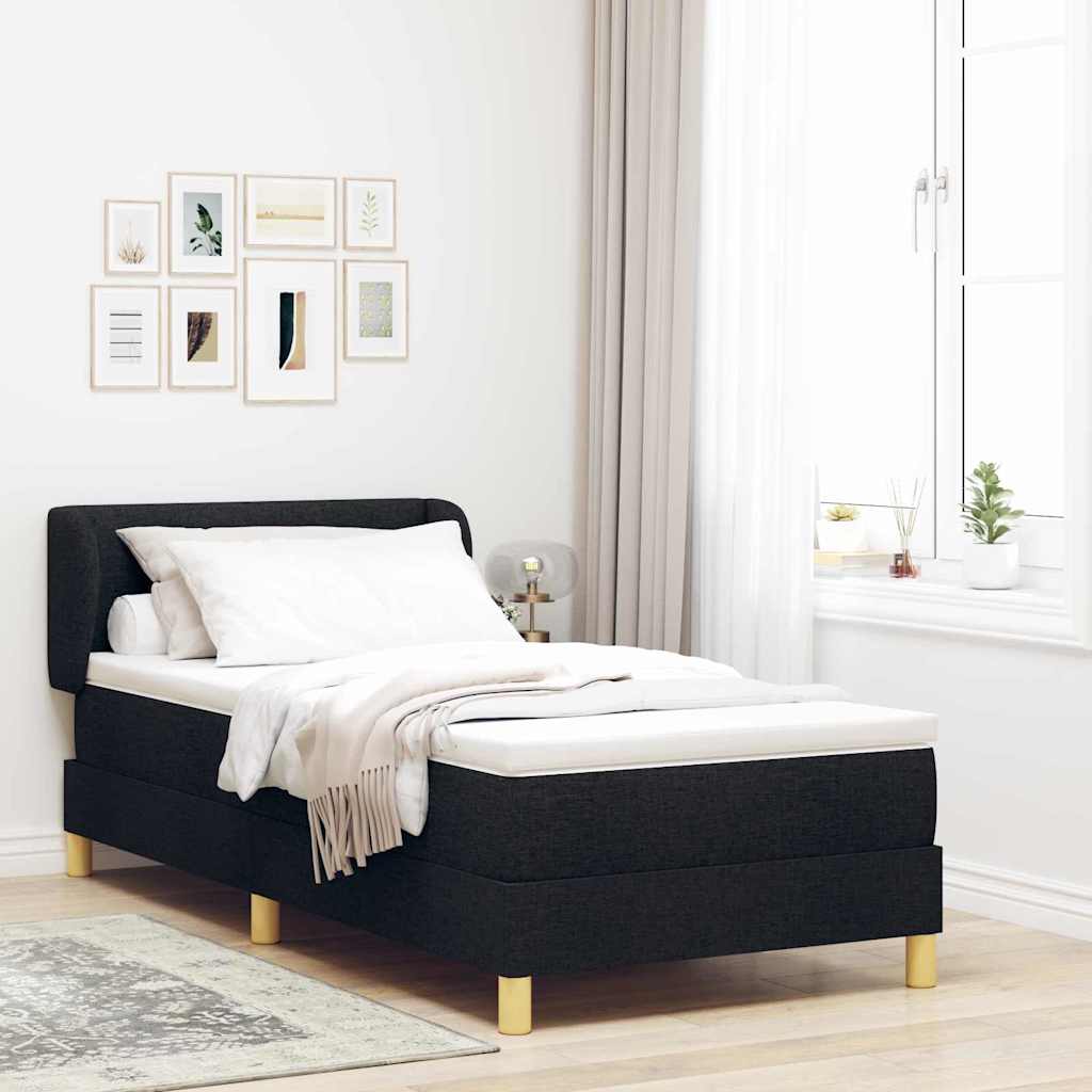 Boxspringbed met matras met hoofdeinde Zwart 90 x 200 cm Stof is nu te koop bij PeponiXL, paradijselijk wonen!