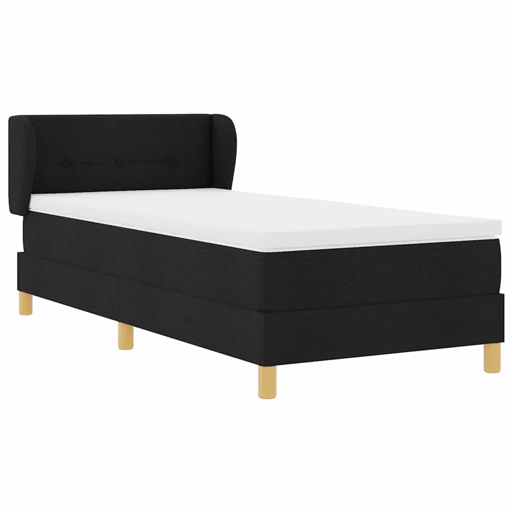 Boxspringbed met matras met hoofdeinde Zwart 90 x 200 cm Stof is nu te koop bij PeponiXL, paradijselijk wonen!