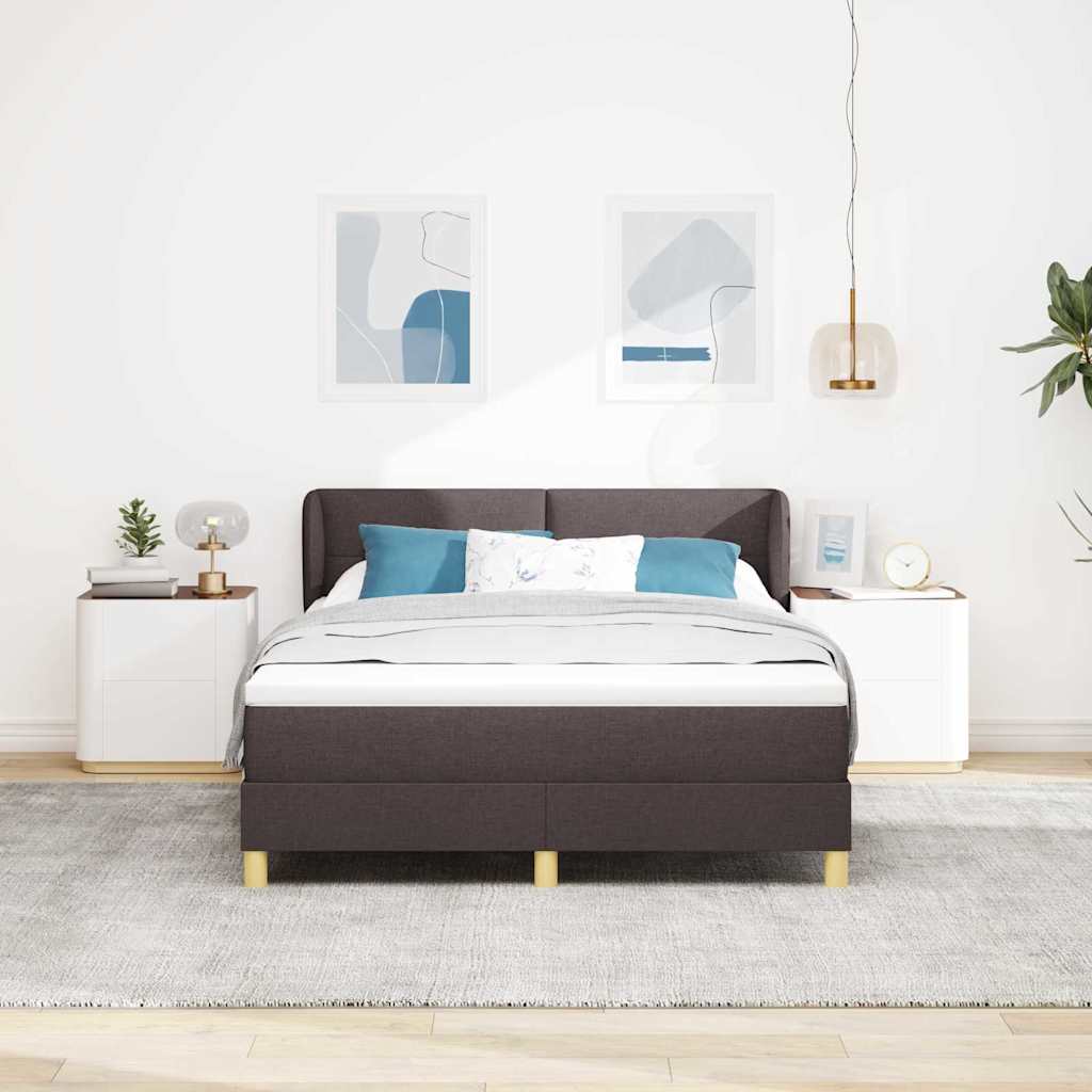 Boxspringbed met matras Donkerbruin 140 x 190 cm Stof is nu te koop bij PeponiXL, paradijselijk wonen!