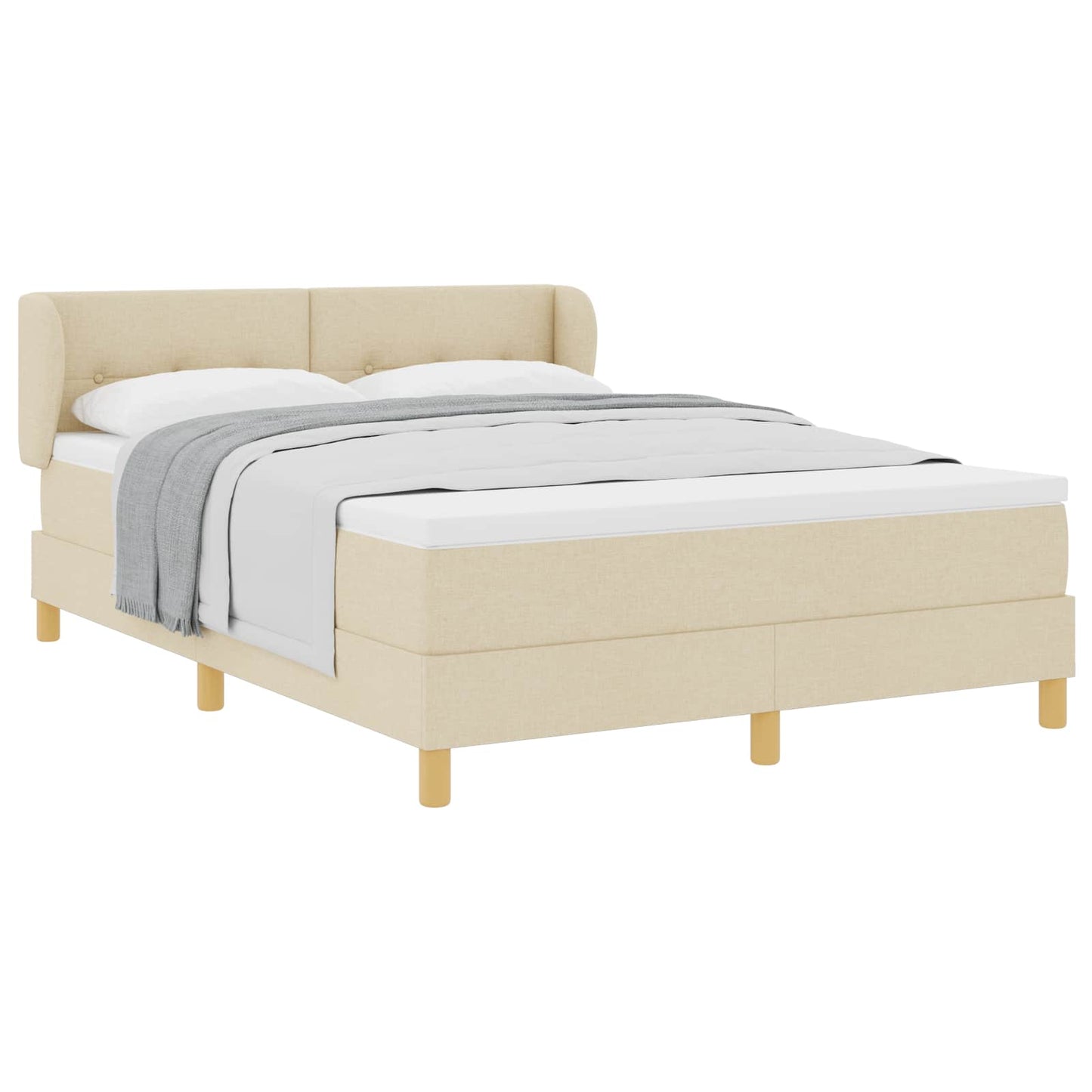 Boxspringbed met matras met hoofdeinde Crème 140 x 190 cm Stof is nu te koop bij PeponiXL, paradijselijk wonen!