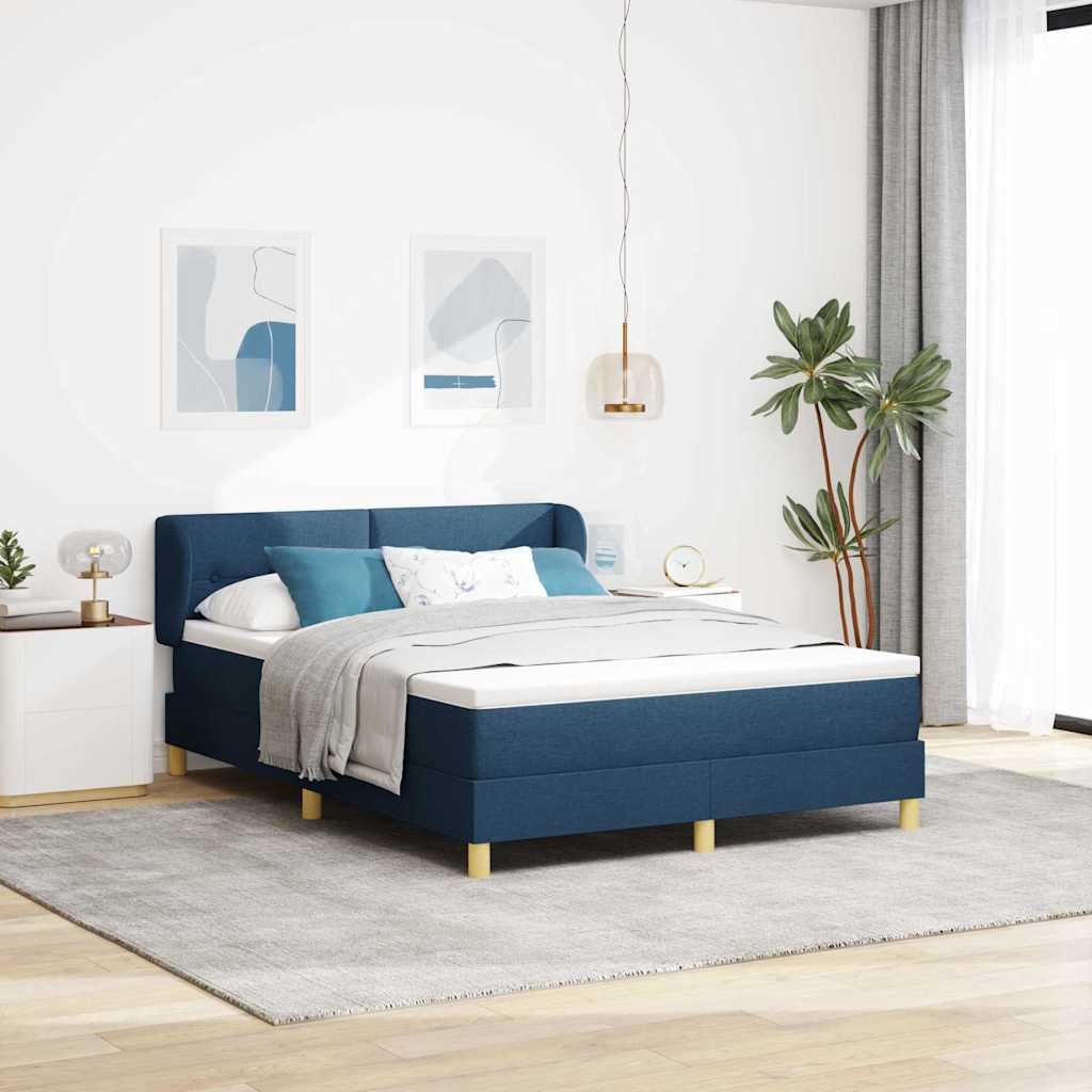 Boxspringbed met matras met hoofdeinde Blauw 140 x 190 cm Stof is nu te koop bij PeponiXL, paradijselijk wonen!