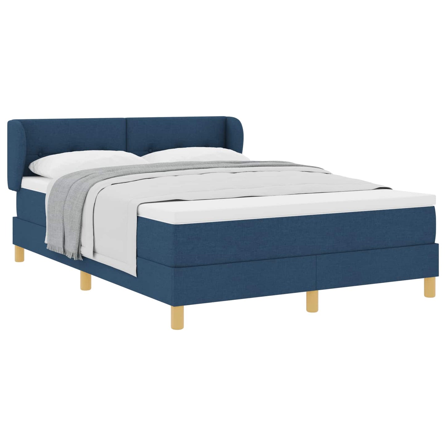 Boxspringbed met matras met hoofdeinde Blauw 140 x 190 cm Stof is nu te koop bij PeponiXL, paradijselijk wonen!