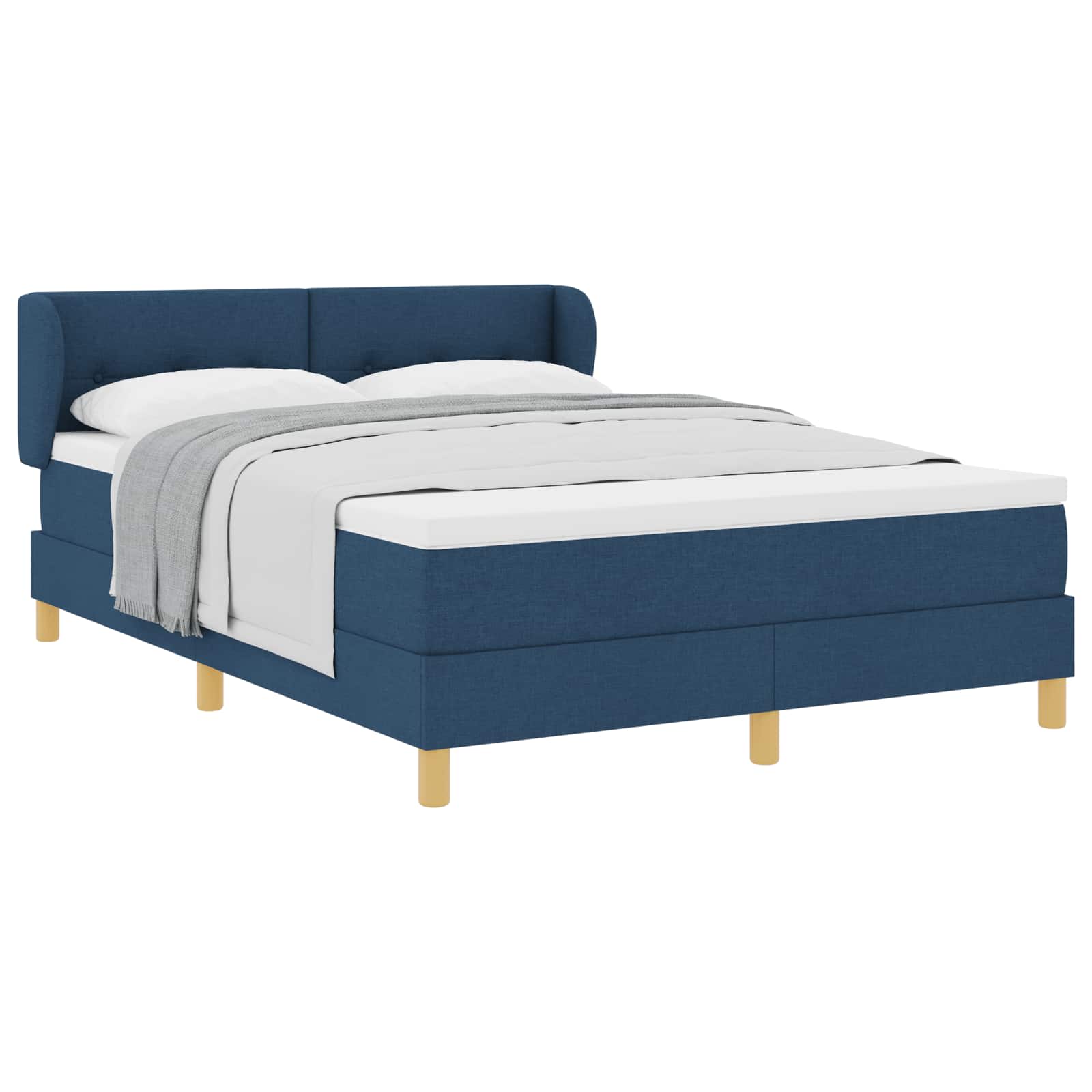 Boxspringbed met matras met hoofdeinde Blauw 140 x 190 cm Stof is nu te koop bij PeponiXL, paradijselijk wonen!