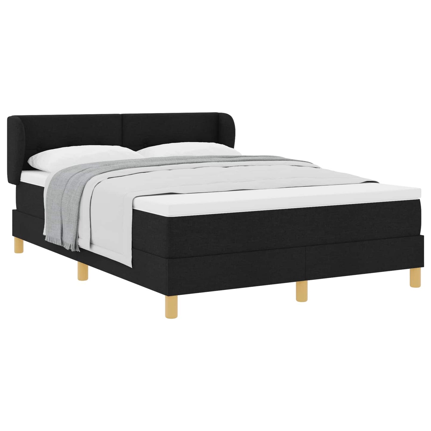 Boxspringbed met hoofdeinde Zwart 140 x 200 cm Stof is nu te koop bij PeponiXL, paradijselijk wonen!