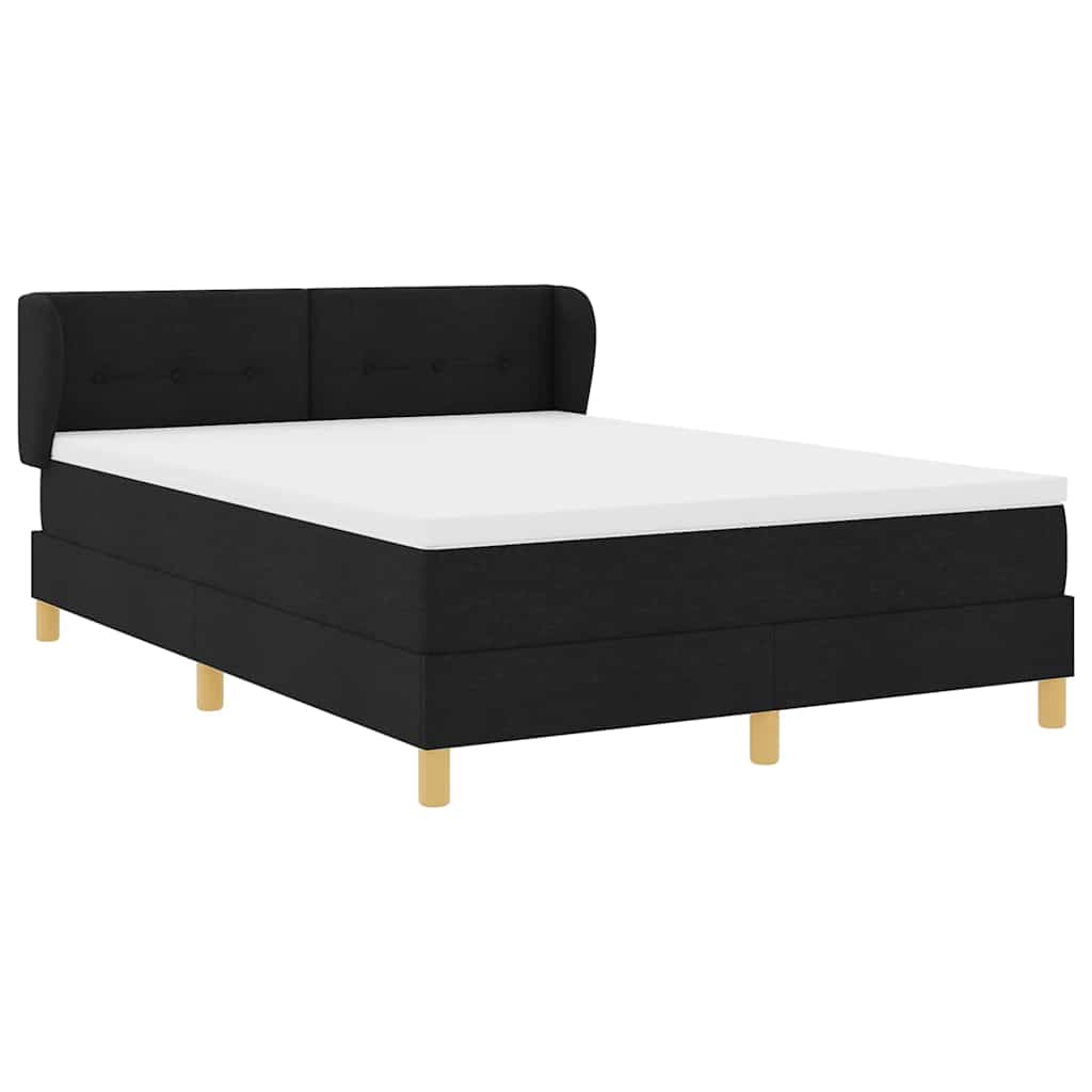 Boxspringbed met hoofdeinde Zwart 140 x 200 cm Stof is nu te koop bij PeponiXL, paradijselijk wonen!