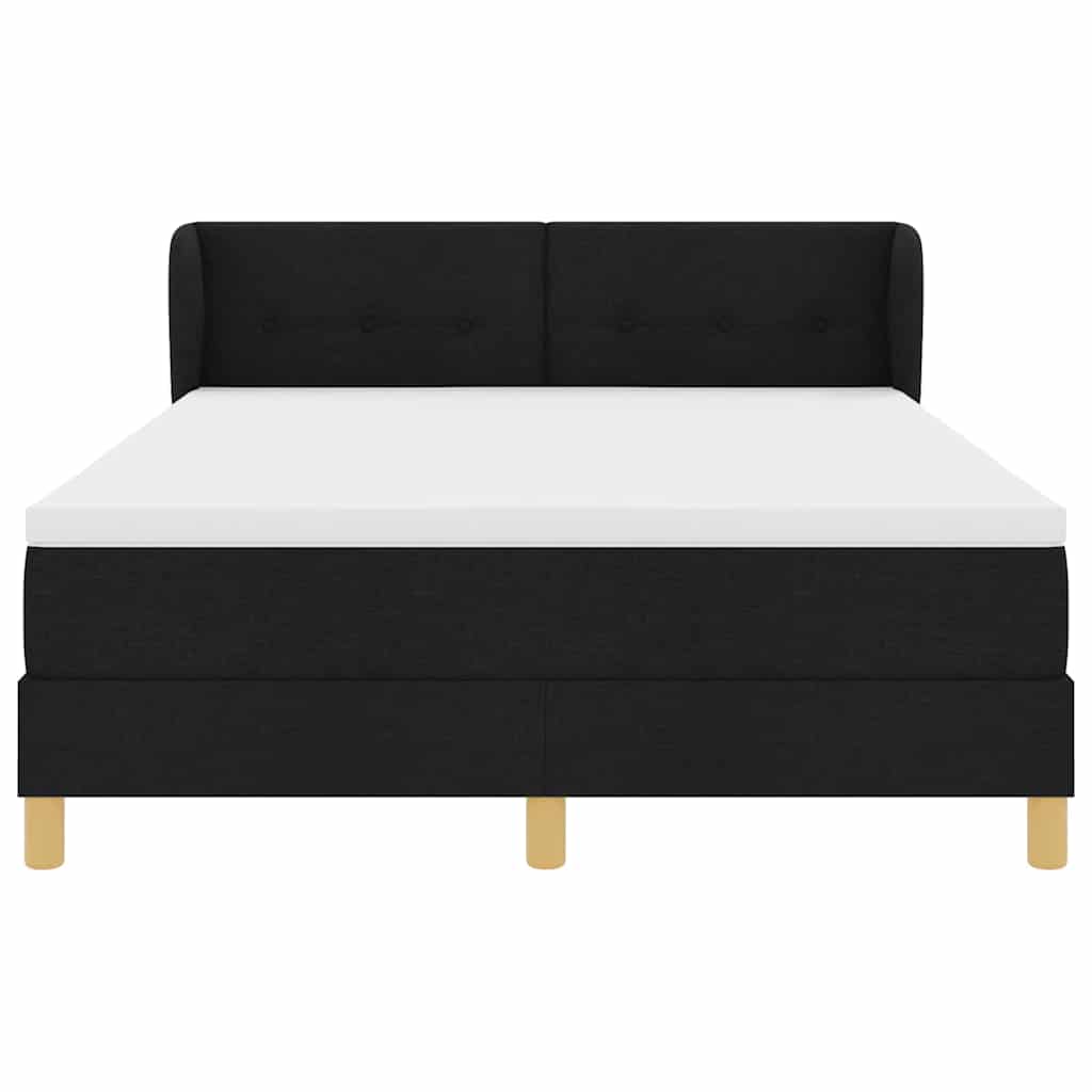 Boxspringbed met hoofdeinde Zwart 140 x 200 cm Stof is nu te koop bij PeponiXL, paradijselijk wonen!