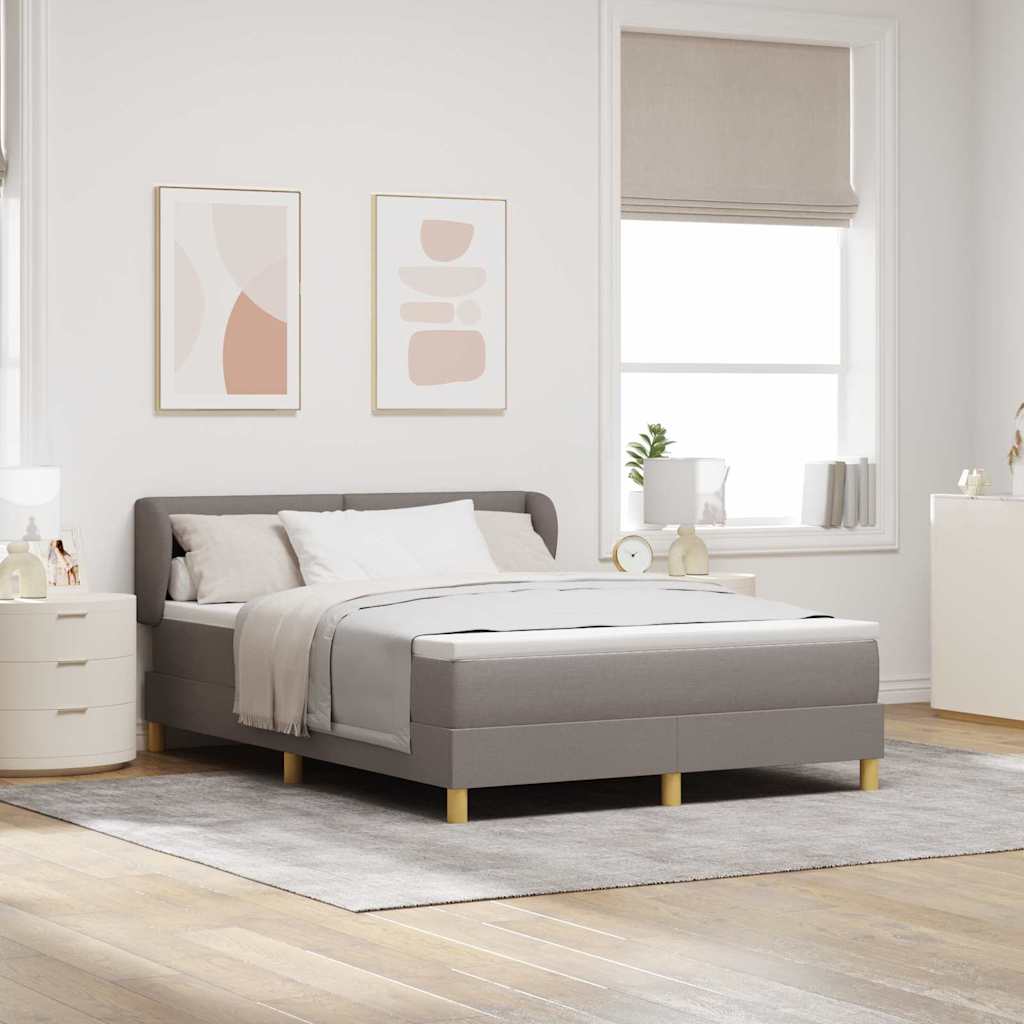 Boxspringbed met matras met hoofdeinde Taupe 140 x 200 cm Stof is nu te koop bij PeponiXL, paradijselijk wonen!