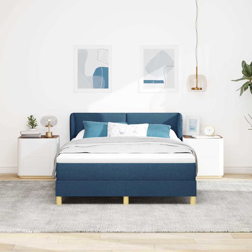 Boxspringbed met matras met hoofdeinde Blauw 140 x 200 cm Stof is nu te koop bij PeponiXL, paradijselijk wonen!