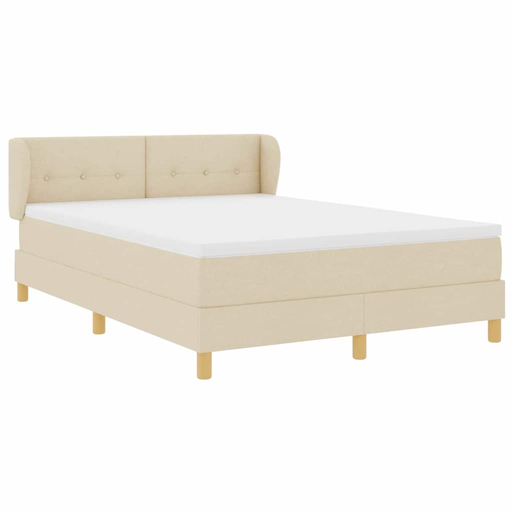 Boxspringbed met matras met hoofdeinde Crème 160 x 200 cm Stof is nu te koop bij PeponiXL, paradijselijk wonen!