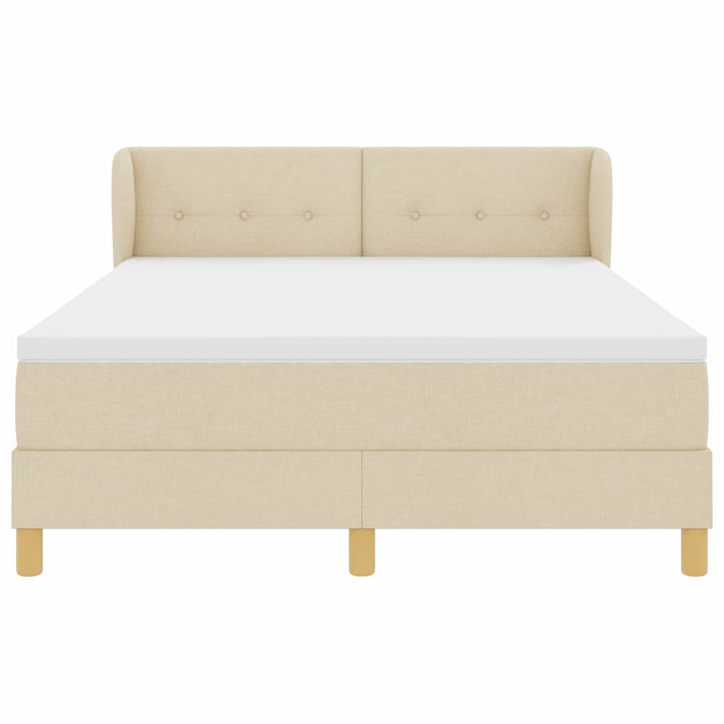 Boxspringbed met matras met hoofdeinde Crème 160 x 200 cm Stof is nu te koop bij PeponiXL, paradijselijk wonen!
