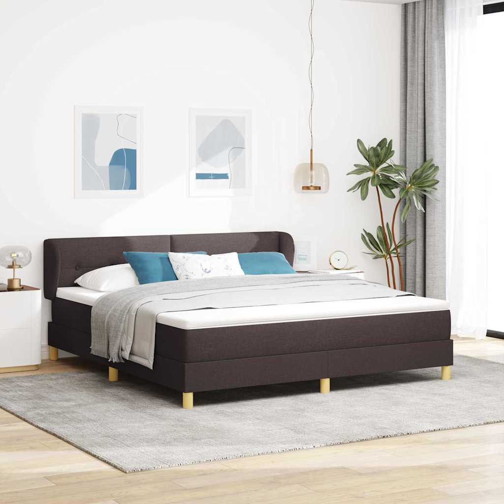 Boxspringbed met matras Donkerbruin 180 x 200 cm Stof is nu te koop bij PeponiXL, paradijselijk wonen!