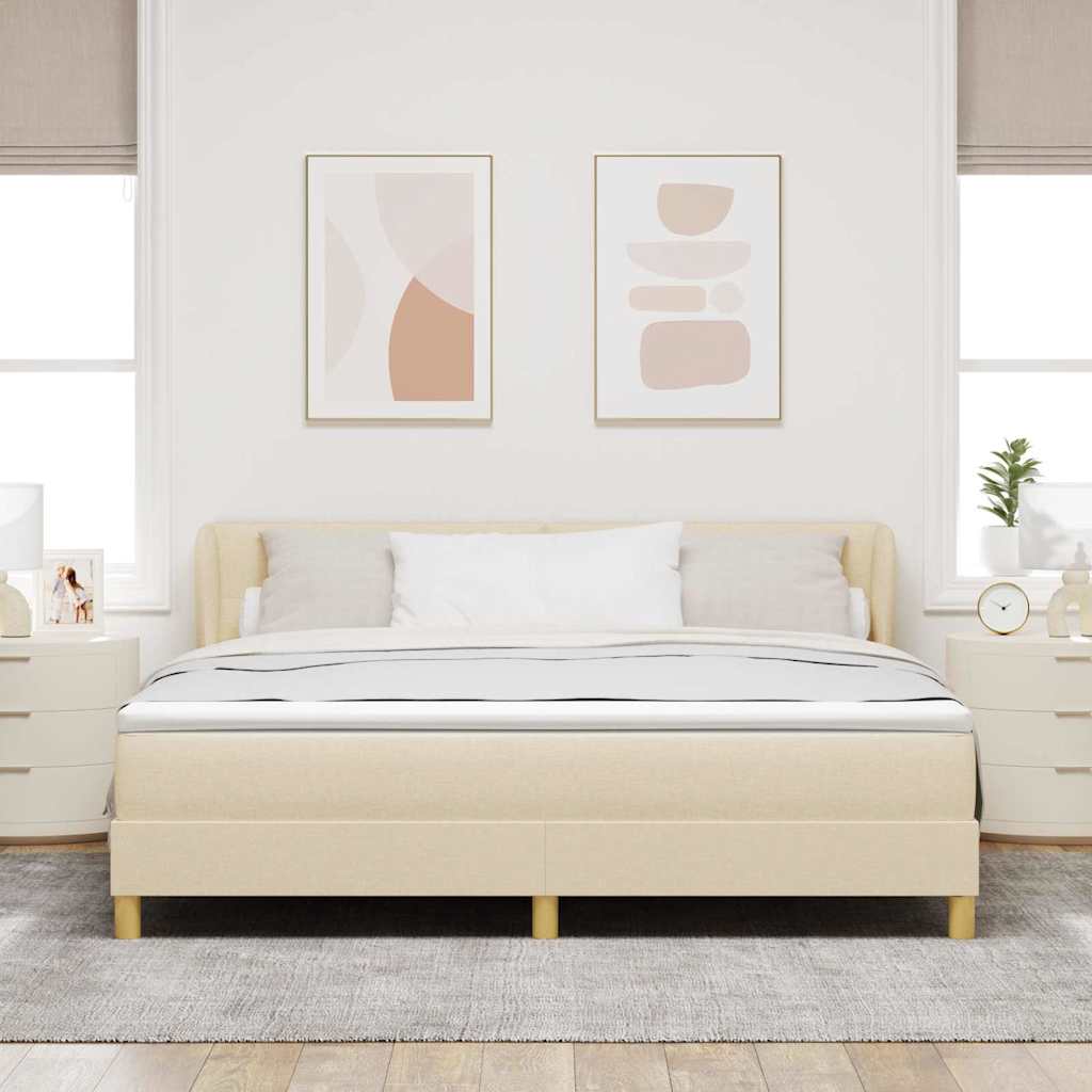 Boxspringbed met matras met hoofdeinde Crème 180 x 200 cm Stof is nu te koop bij PeponiXL, paradijselijk wonen!