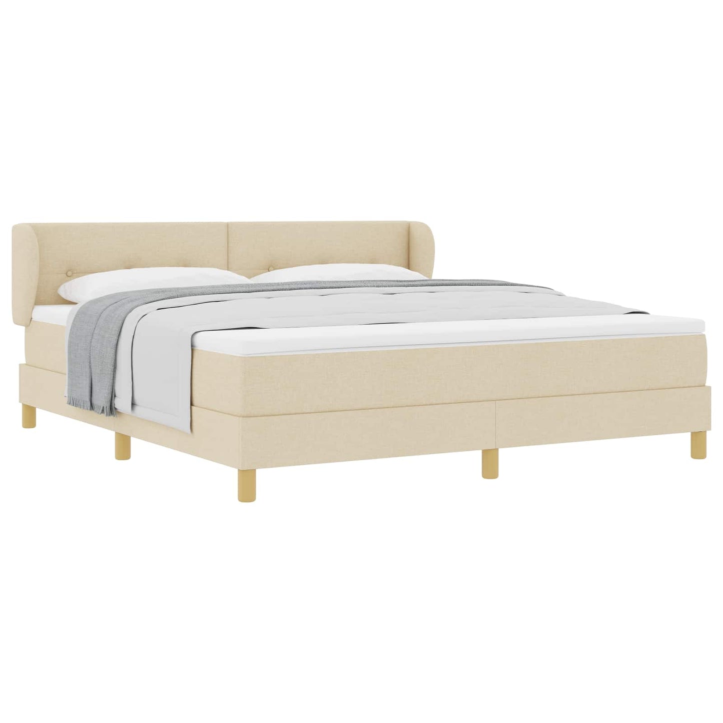 Boxspringbed met matras met hoofdeinde Crème 180 x 200 cm Stof is nu te koop bij PeponiXL, paradijselijk wonen!