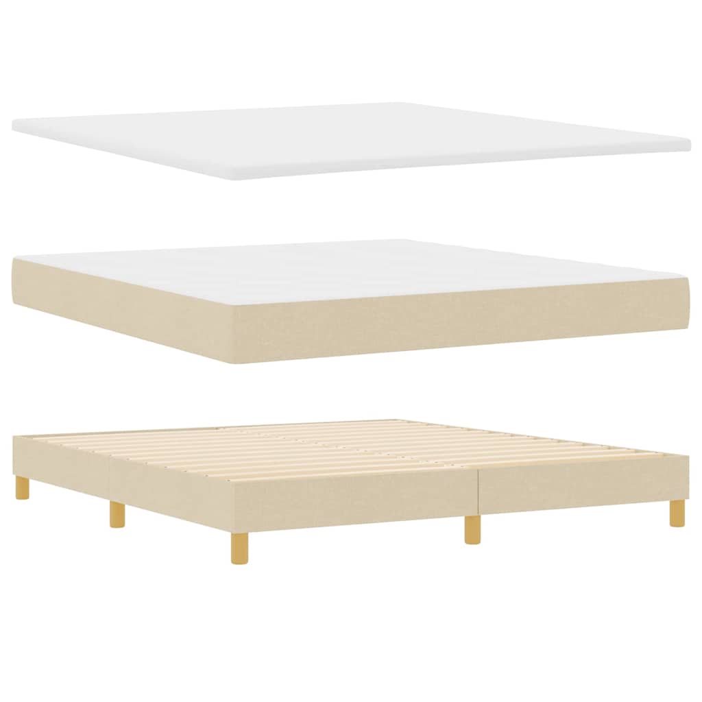 Boxspringbed met matras met hoofdeinde Crème 180 x 200 cm Stof is nu te koop bij PeponiXL, paradijselijk wonen!