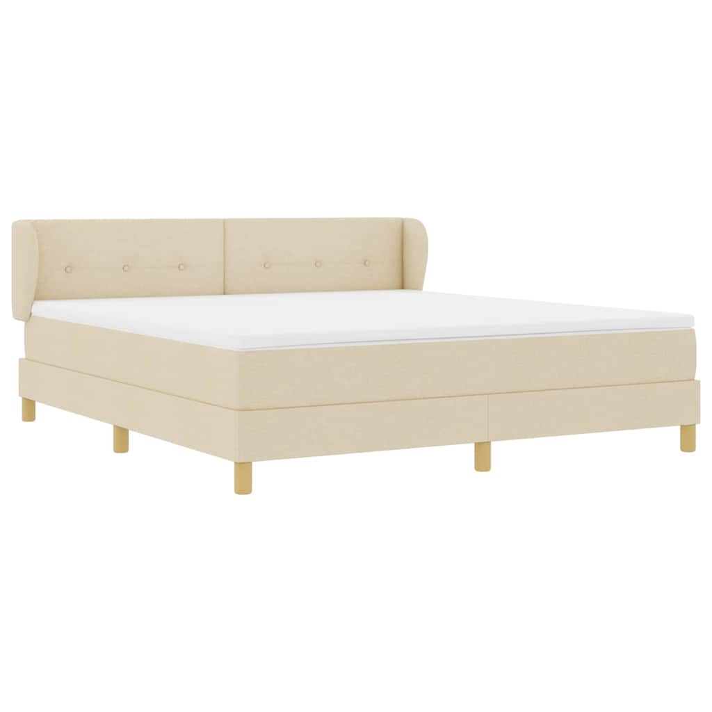 Boxspringbed met matras met hoofdeinde Crème 180 x 200 cm Stof is nu te koop bij PeponiXL, paradijselijk wonen!